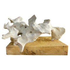 Scultura artistica in pietra naturale su base di legno di mango - Unique Organic Modern-Decor