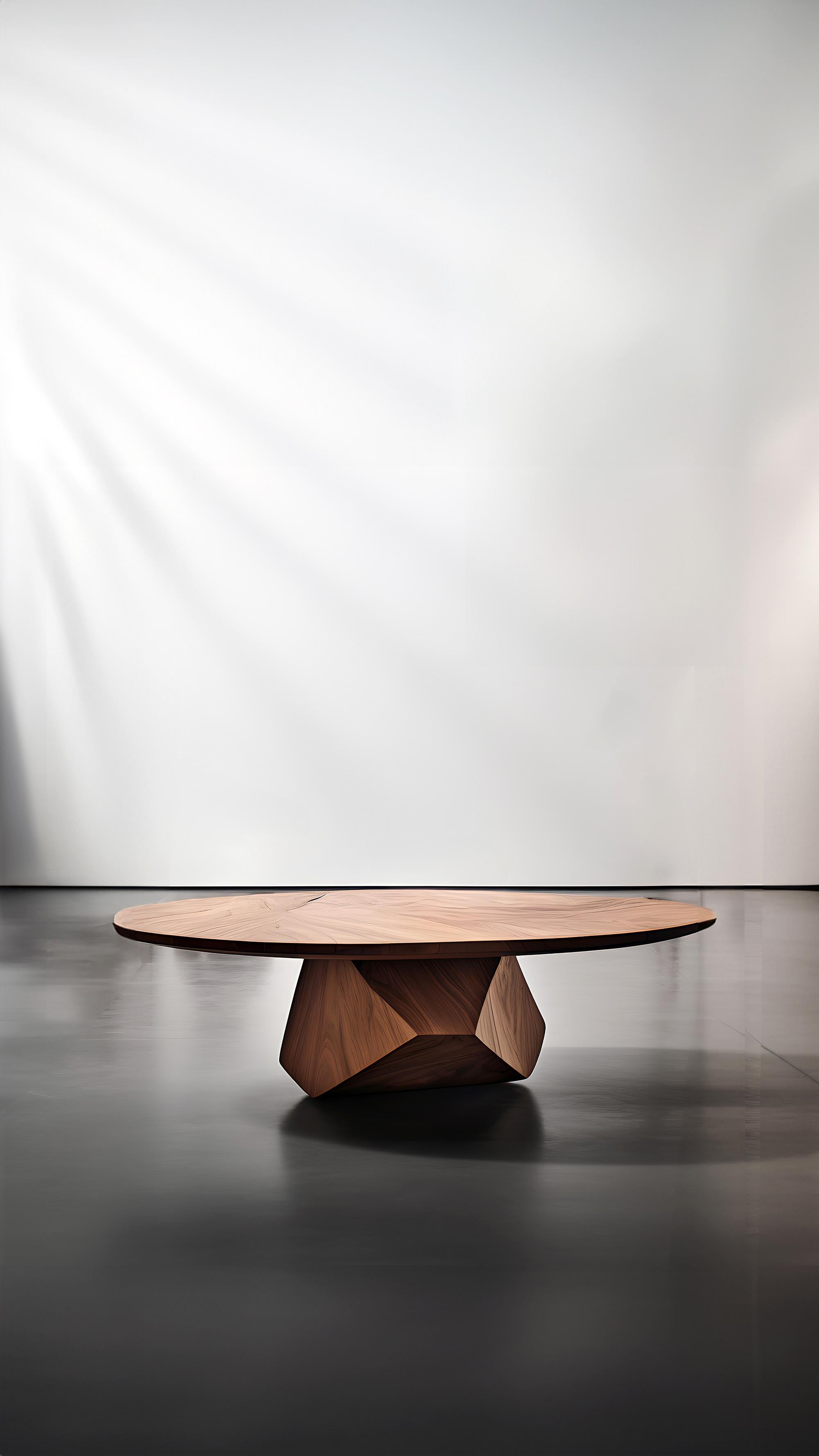 Contemporary Artful Round Table Solace 39: Crafted by Skilled Artisans in Walnut For Sale