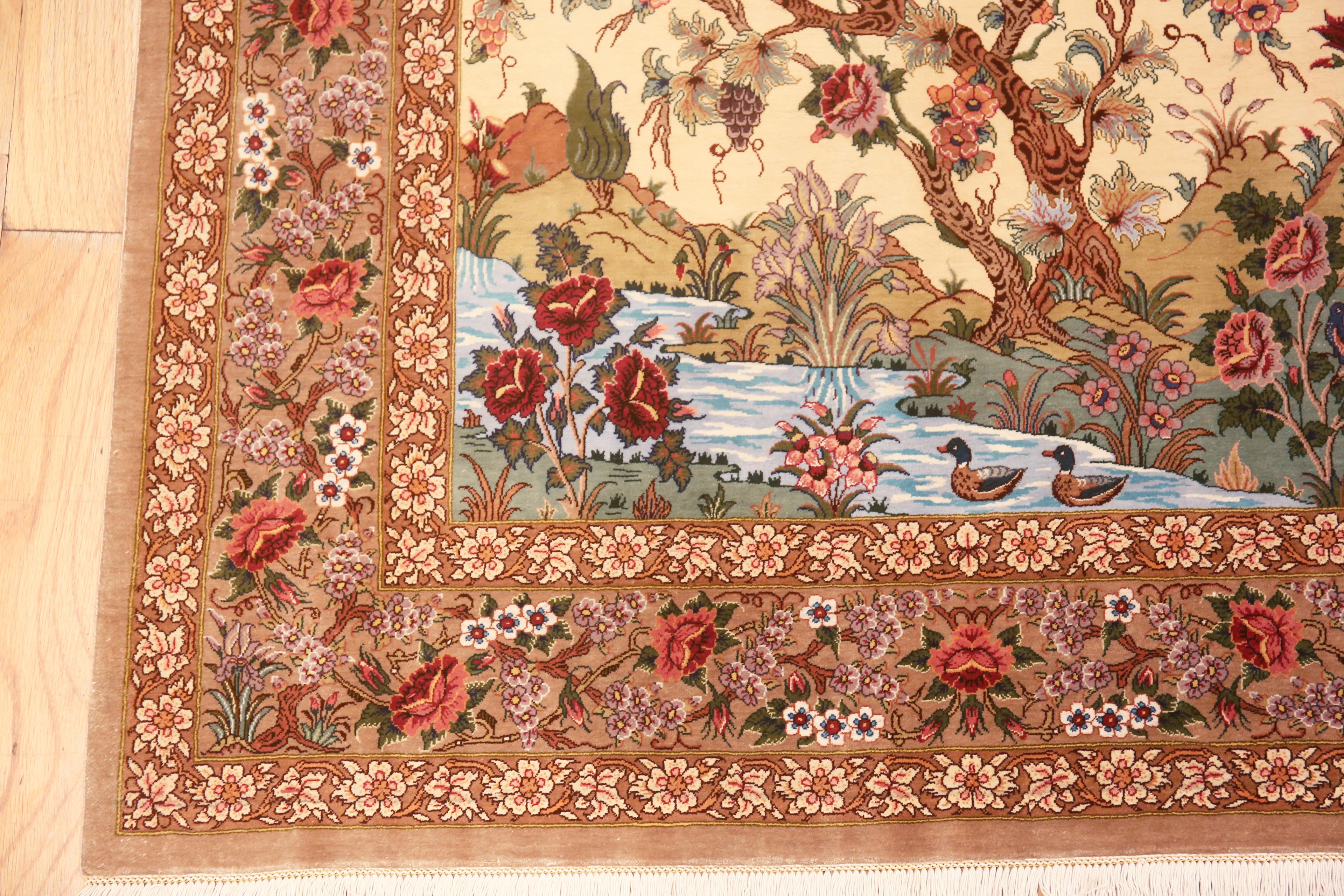 Artful Small Artistic Tree of Life Vintage Persian Silk Qum Luxury 3'5