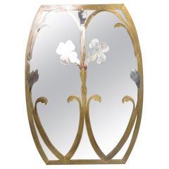 Artful Venetian Mirror with Flower Design in Sculptural Bronze ITALY 1970s