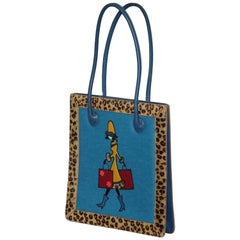 Artful Vintage Nicole Miller Leather Handbag-Leopard Calf Hair Fur Trim