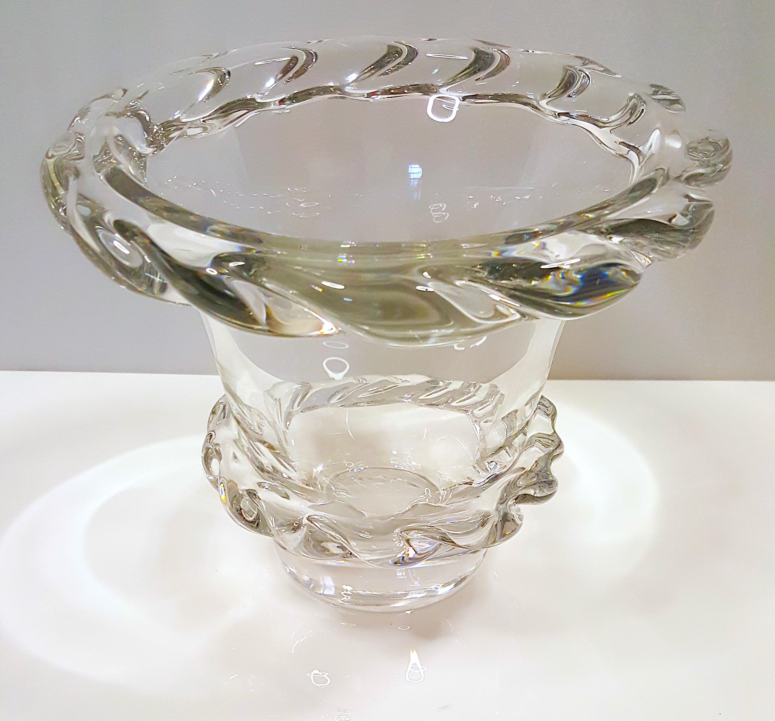 Art déco DaumNancyFrance ArtDeco Signé Applications Verre Cristal de Plomb Vase Sculptural en vente