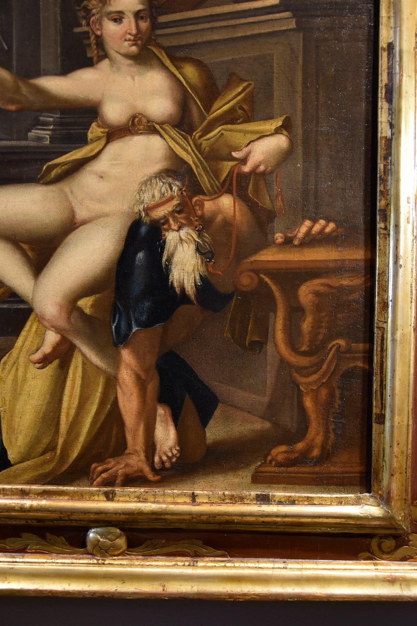 Aristotle Phyllis Spranger 16/17th Century Paint Oil on canvas Old master For Sale 4
