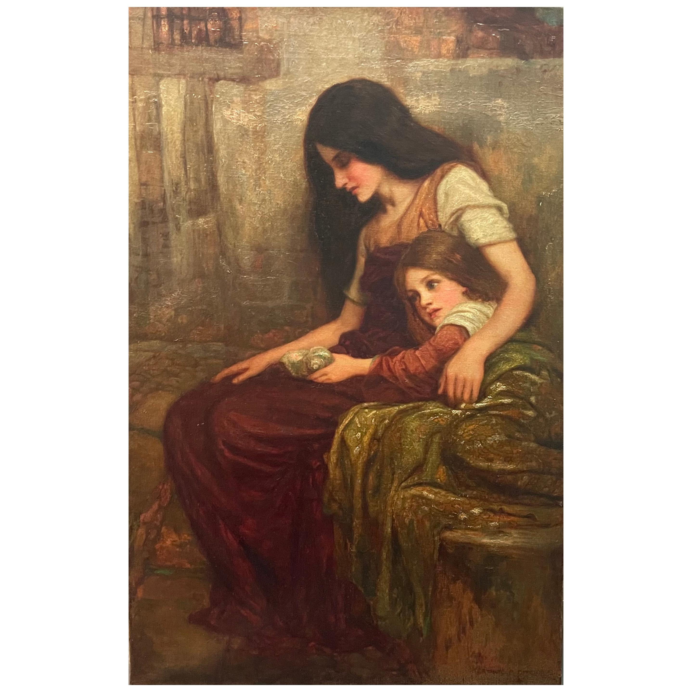Peinture « Mother and Child » signée Arthur A. Dixon en vente