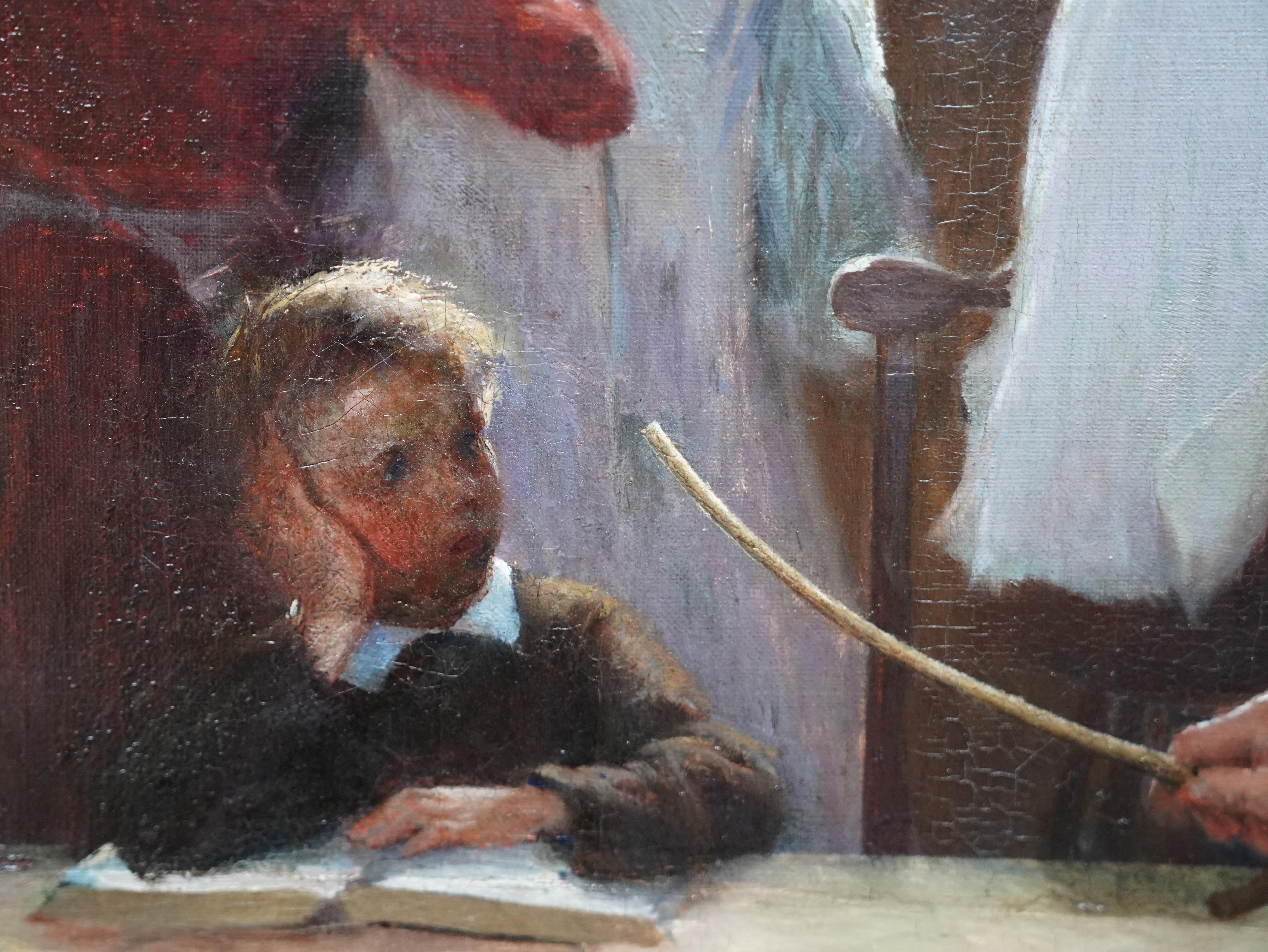 Children in School Room Interior - British Victorian Newlyn School oil painting For Sale 3