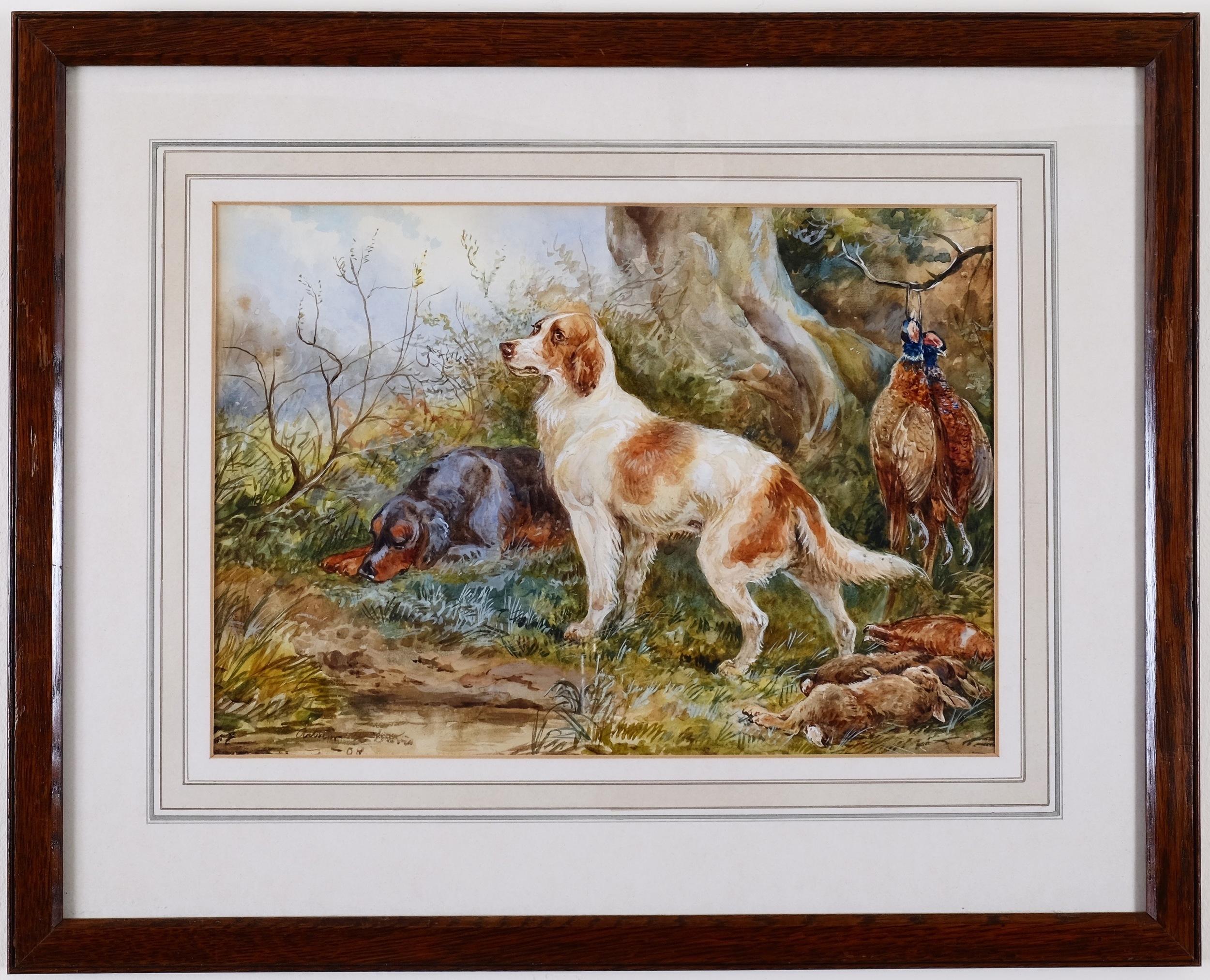 Animal Painting Arthur Alfred Davis - Arthur A Davis, (britannique fl 1877-1905)  "Resting" 