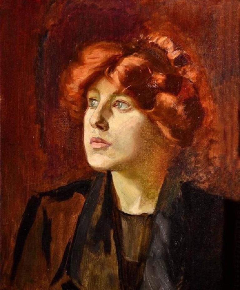 Porträt einer Dame, Ölgemälde, frühes 20. Jahrhundert – Painting von Arthur Ambrose McEvoy