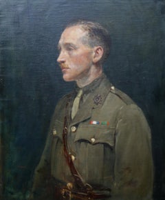 Portrait of Dr Anderson - British Slade School oil painting military uniform WWI