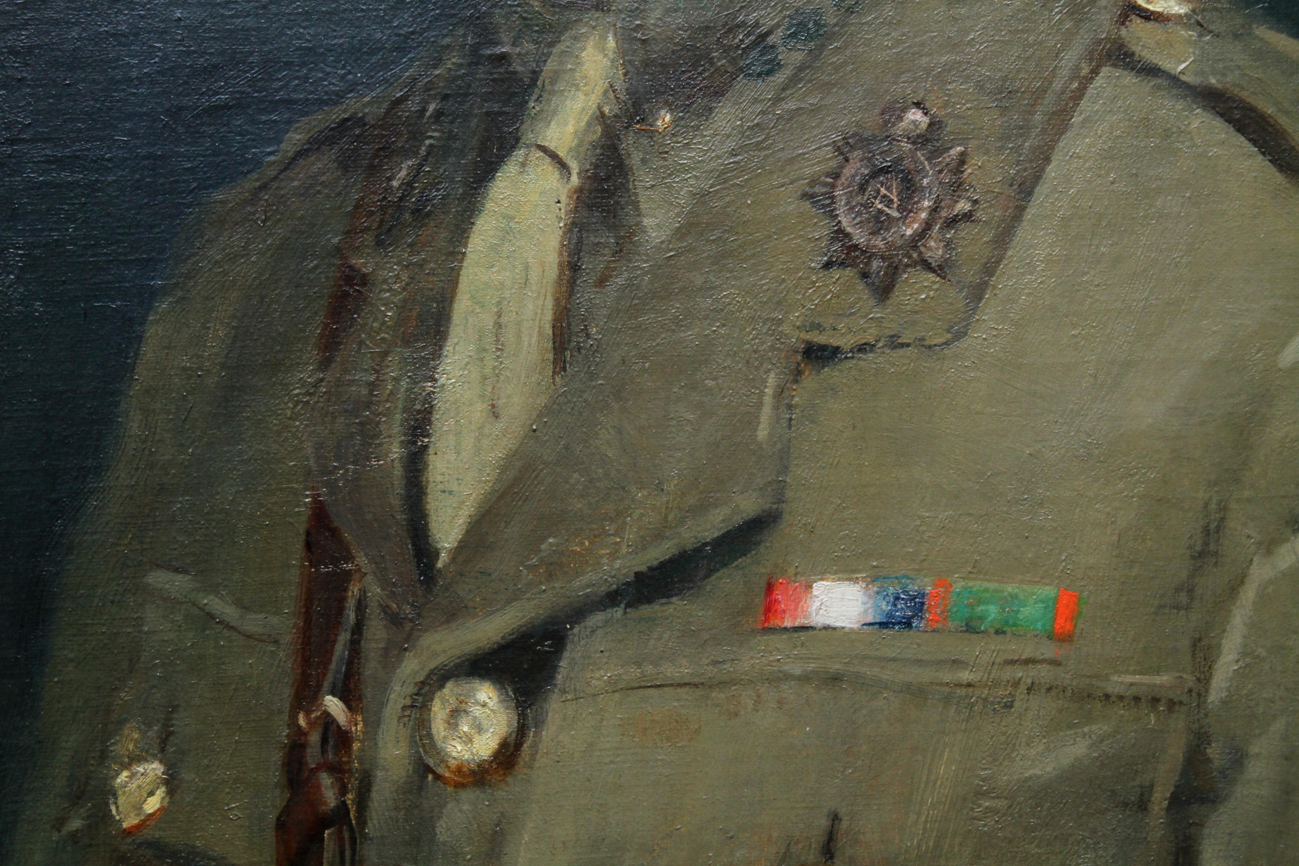 Portrait of Dr Anderson - British Slade School oil painting military uniform WWI 1