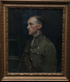 Portrait of Dr Anderson - British Slade School oil painting military uniform WWI