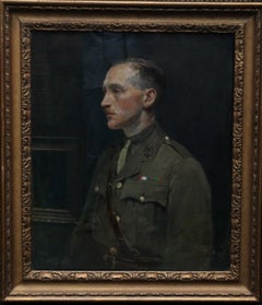 Portrait du Dr Anderson - peinture à l'huile britannique de la Slade School - uniforme militaire Première Guerre mondiale