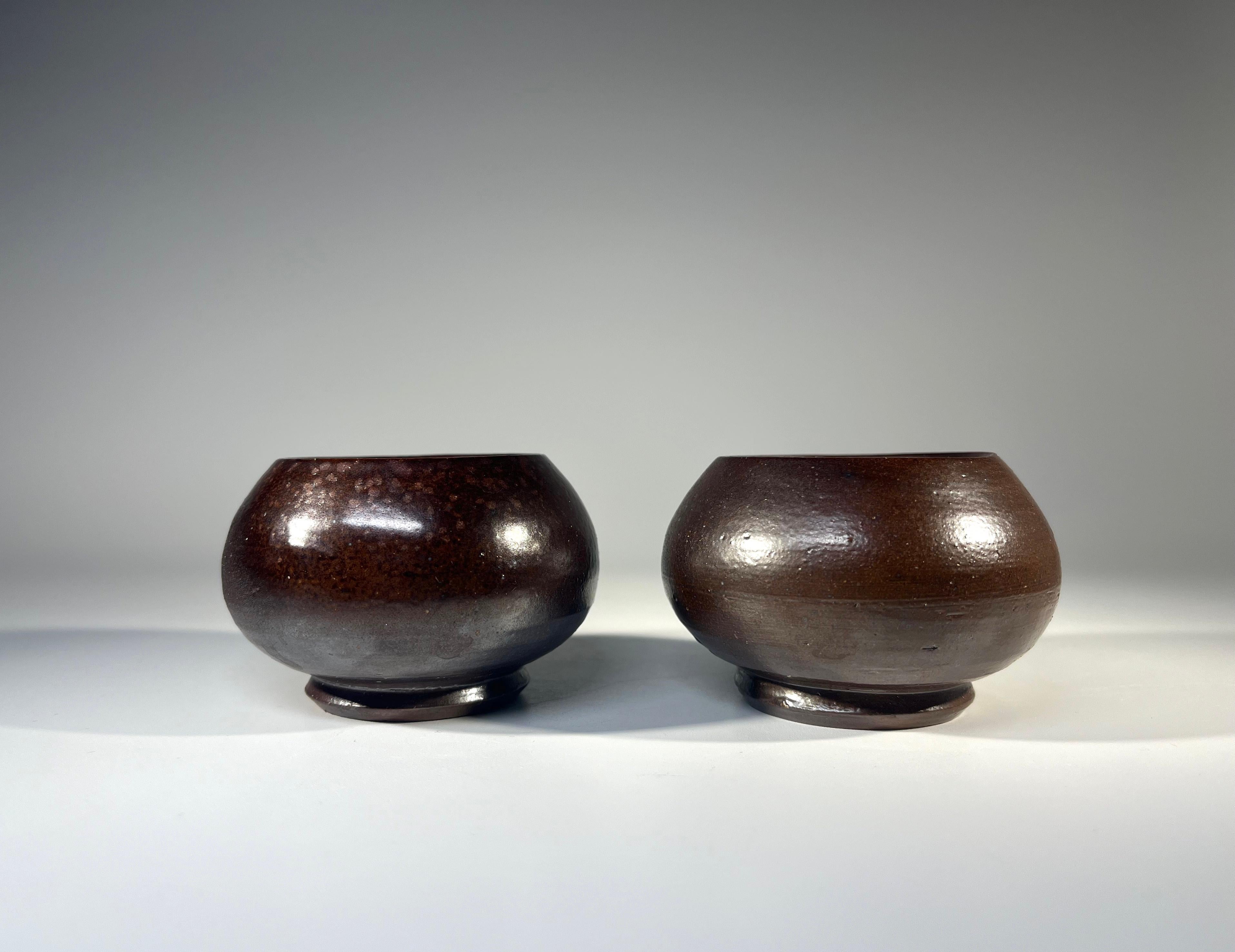 Arthur Andersson For Wallåkra, Sweden, Pair Of Glazed Stoneware Tea Lights c1950 In Good Condition For Sale In Rothley, Leicestershire