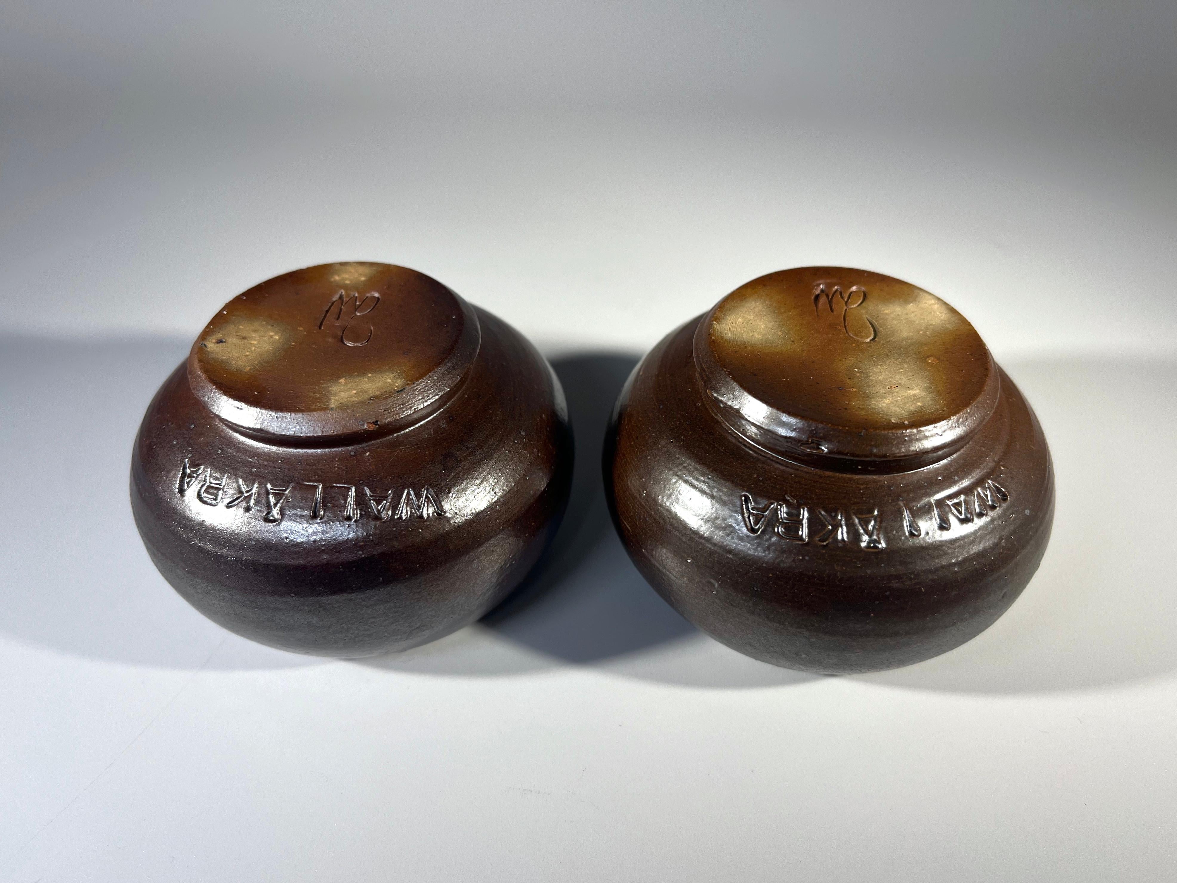 Arthur Andersson For Wallåkra, Sweden, Pair Of Glazed Stoneware Tea Lights c1950 For Sale 1