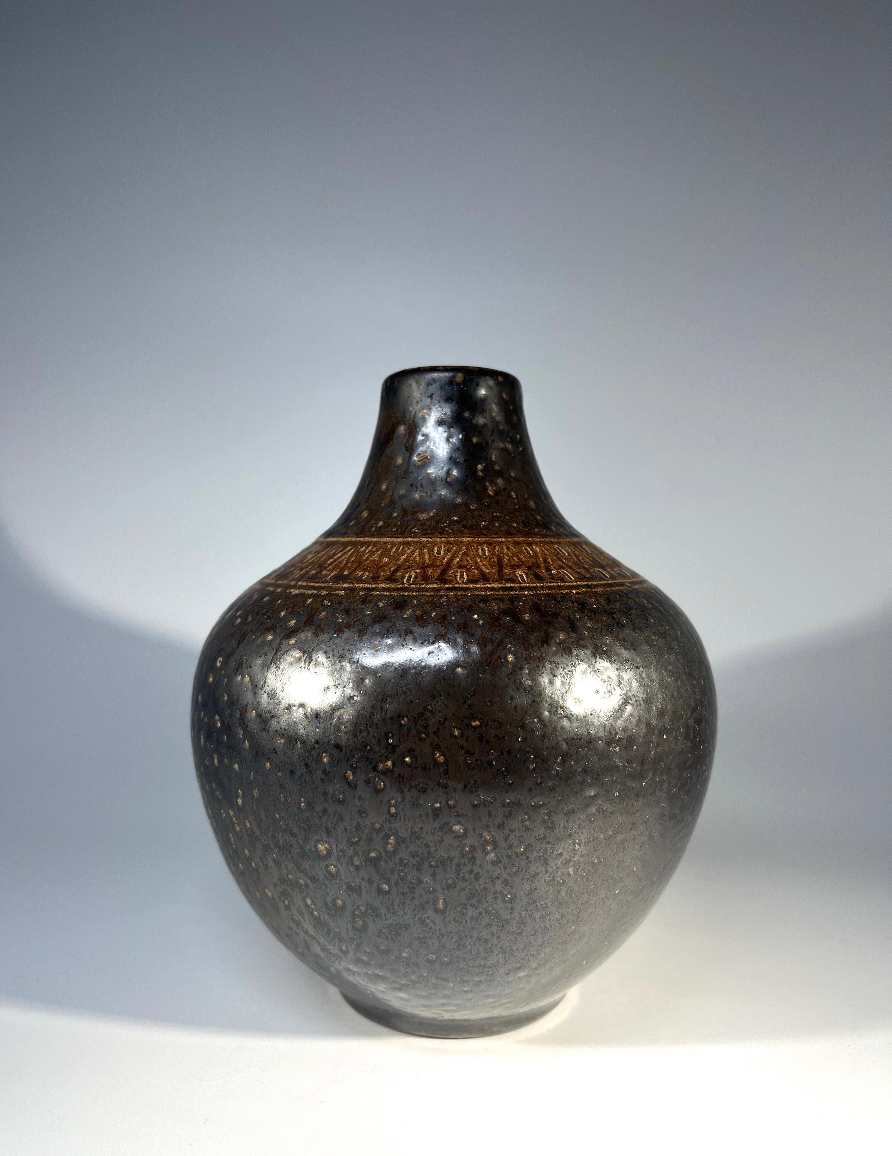 Swedish Arthur Andersson For Wallåkra, Sweden, Shaped Stoneware Vase c1950's For Sale