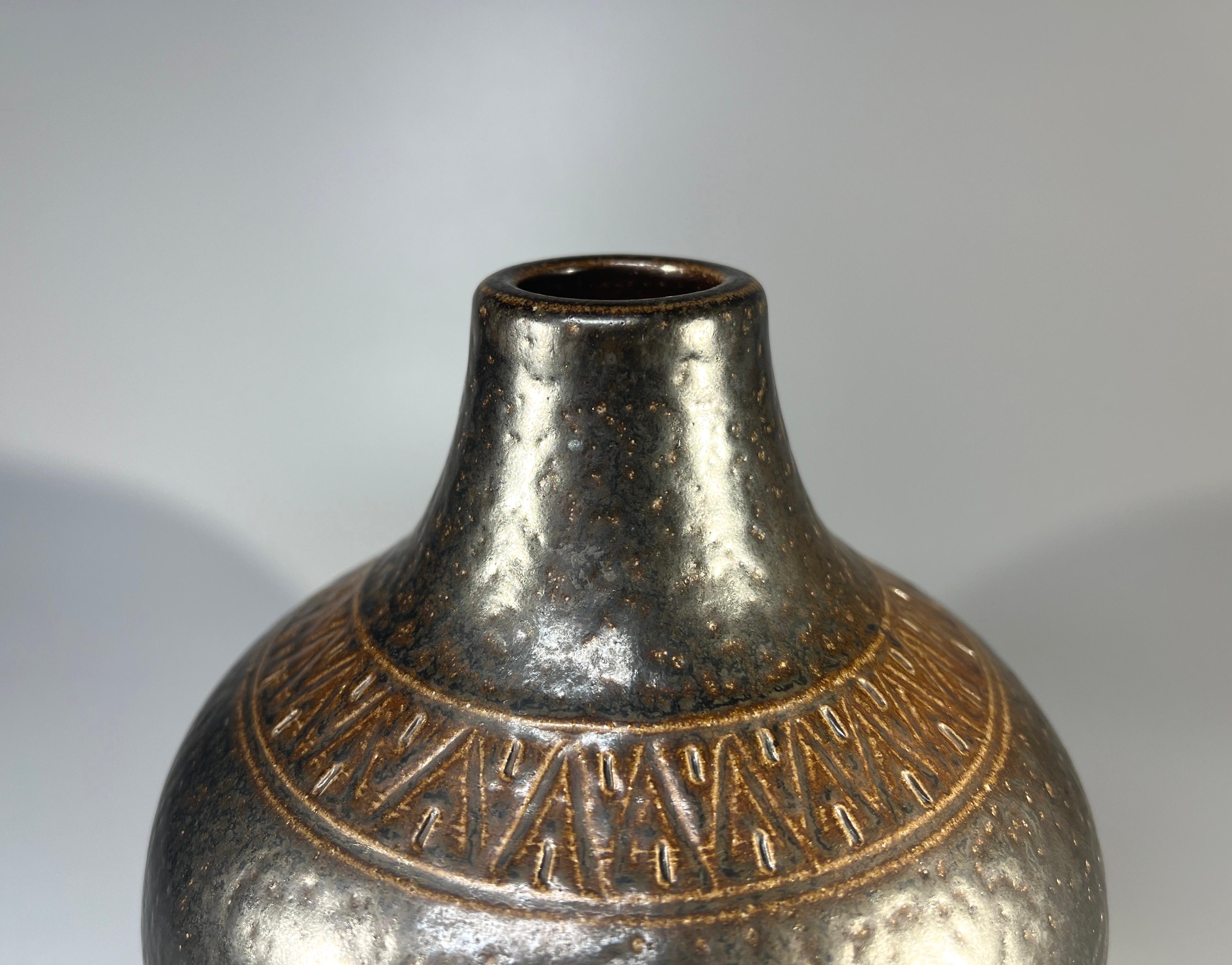 20th Century Arthur Andersson For Wallåkra, Sweden, Shaped Stoneware Vase c1950's For Sale