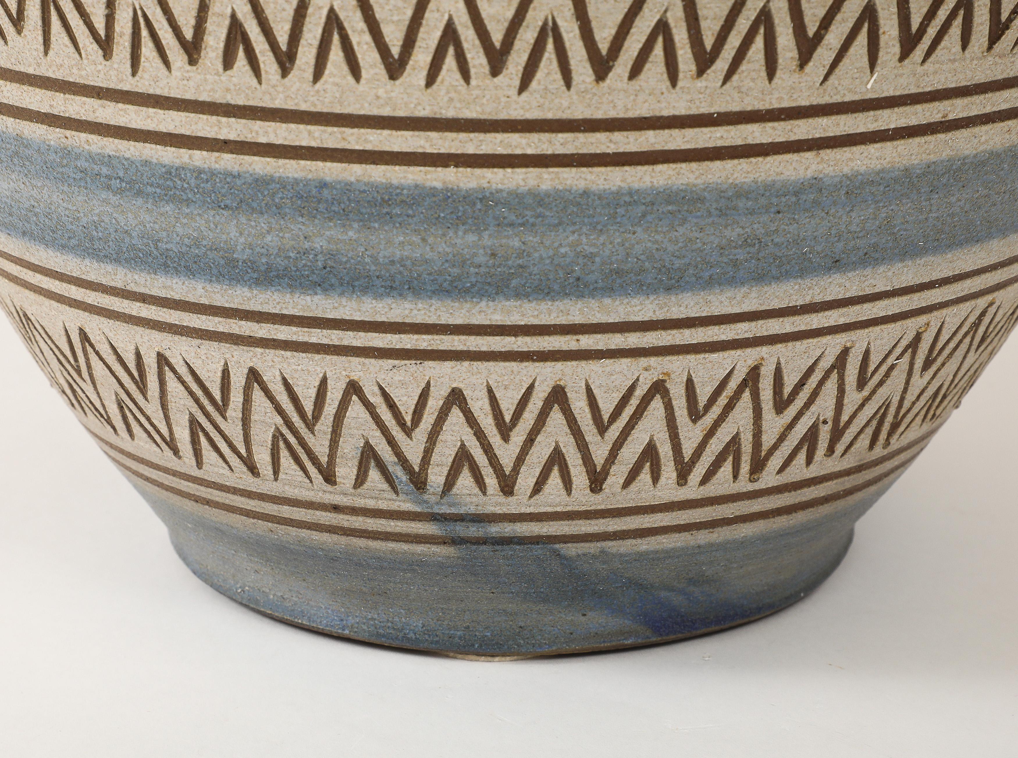 Arthur Andersson Large Incised Floor Vase, Sweden, Wallåkra, c.1950's , signed For Sale 3