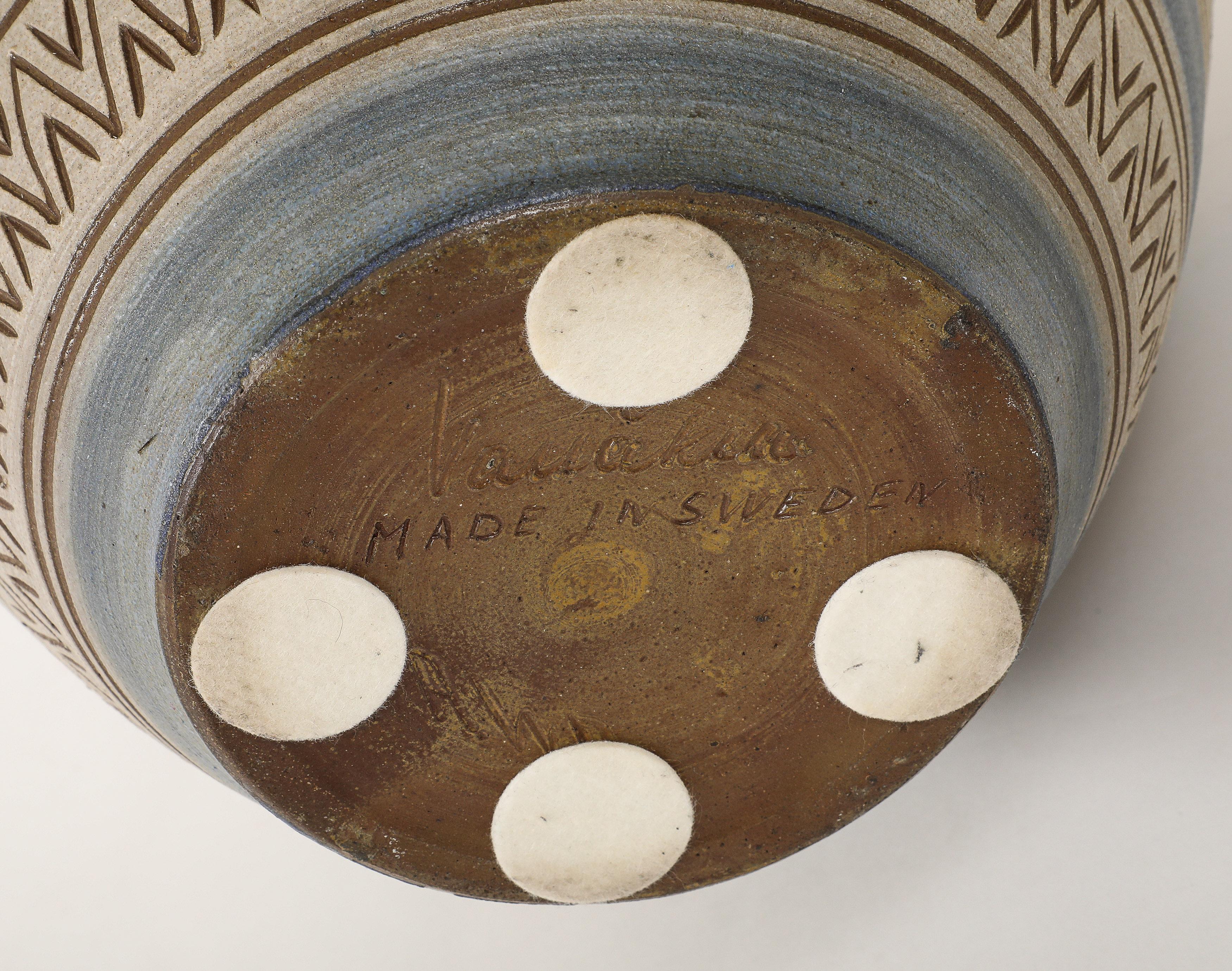 Arthur Andersson Large Incised Floor Vase, Sweden, Wallåkra, c.1950's , signed For Sale 4