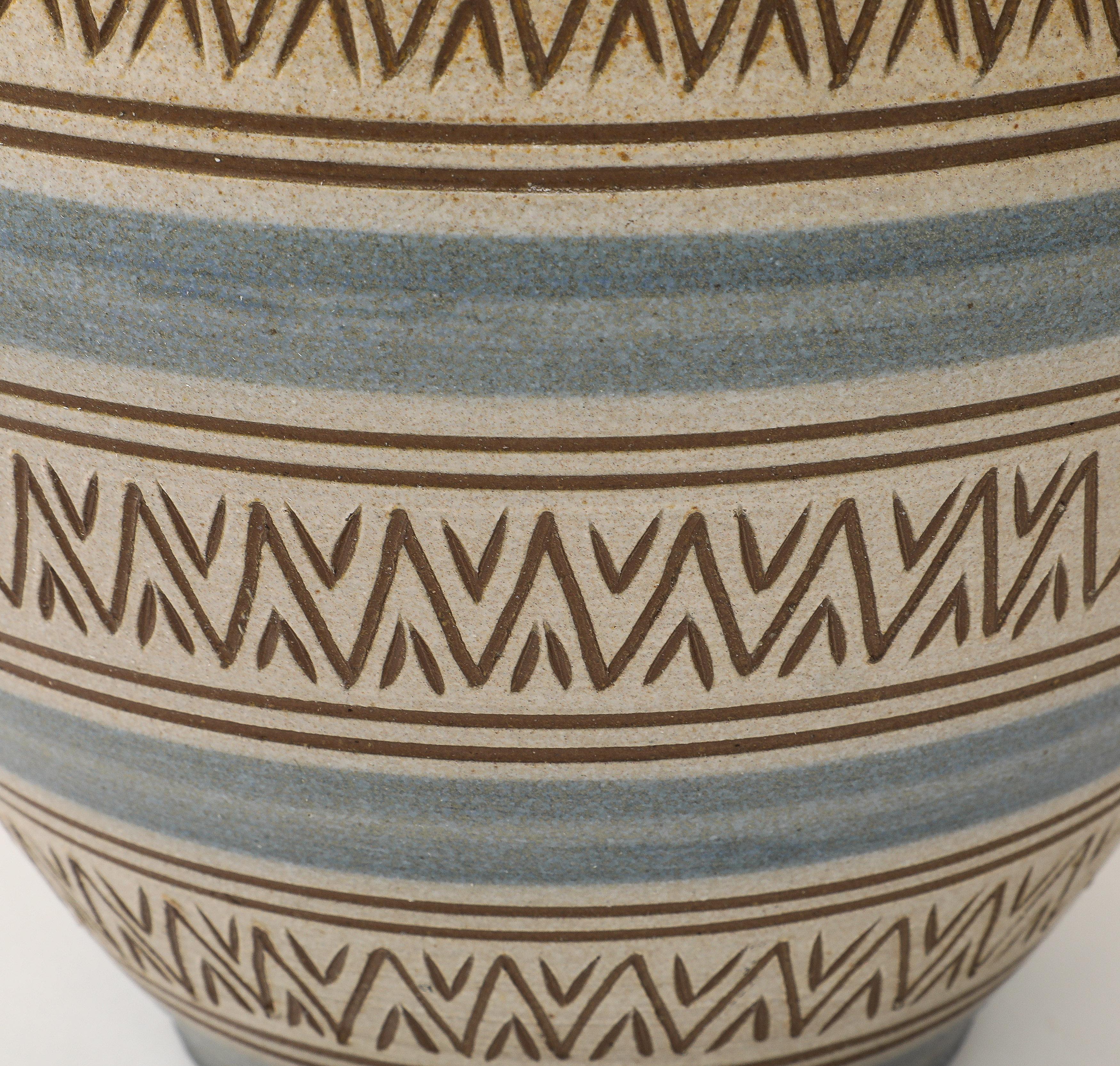 Arthur Andersson Large Incised Floor Vase, Sweden, Wallåkra, c.1950's , signed For Sale 1