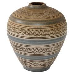 Arthur Andersson Large Incised Floor Vase, Sweden, Wallåkra, c.1950's , signed