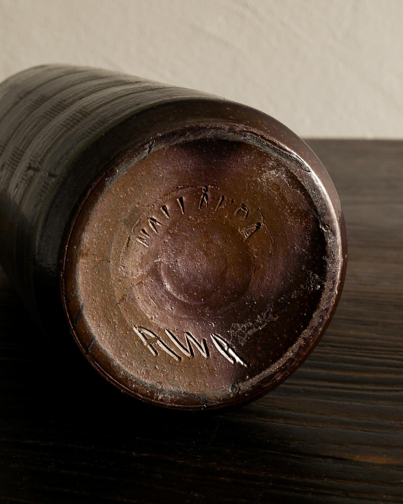 Milieu du XXe siècle Vase cylindrique en céramique Arthur Andersson, milieu du siècle, produit par Wallåkra, années 1940 en vente