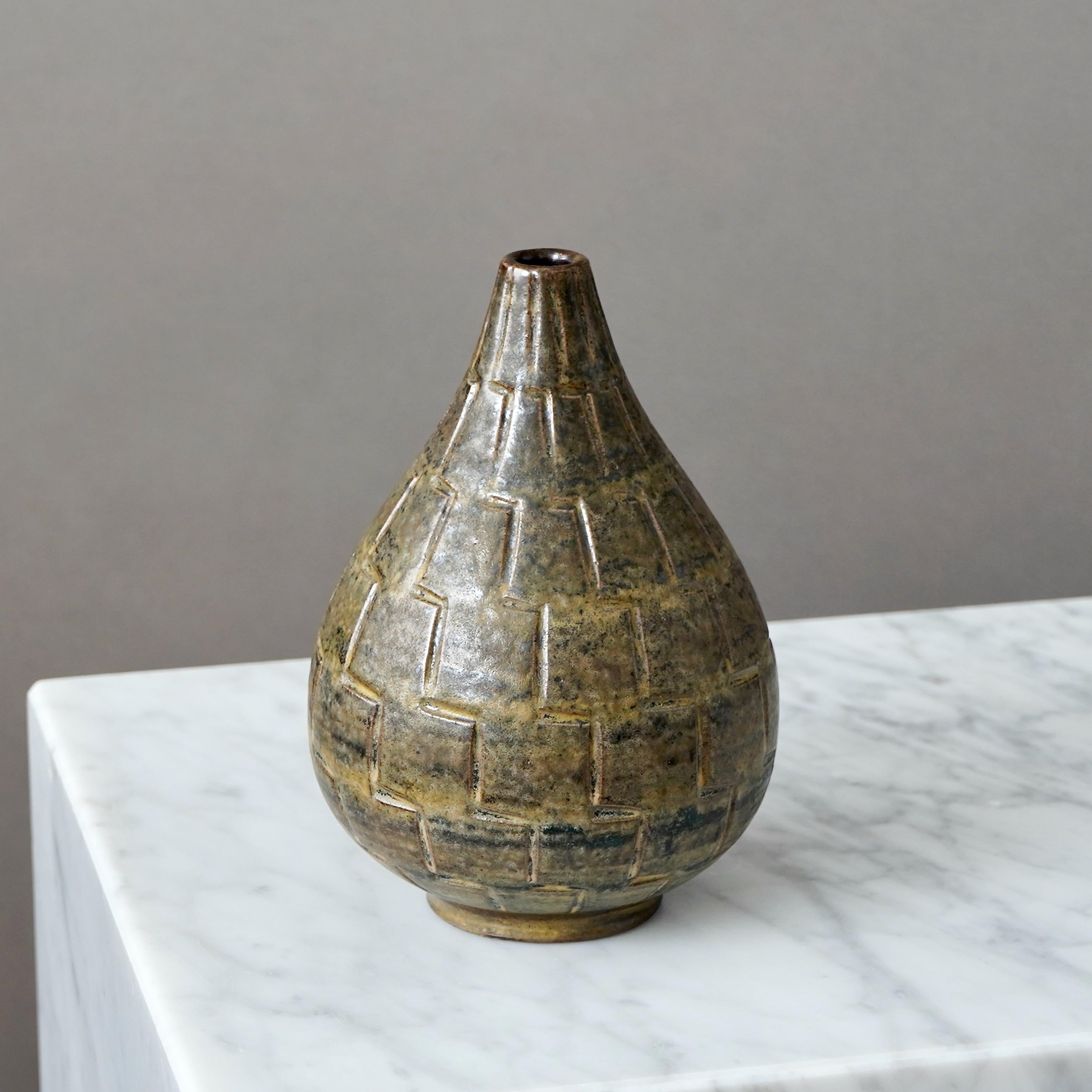 Scandinavo moderno Arthur Andersson, Raro vaso in gres della metà del secolo, Wallakra, Svezia, anni '50 in vendita