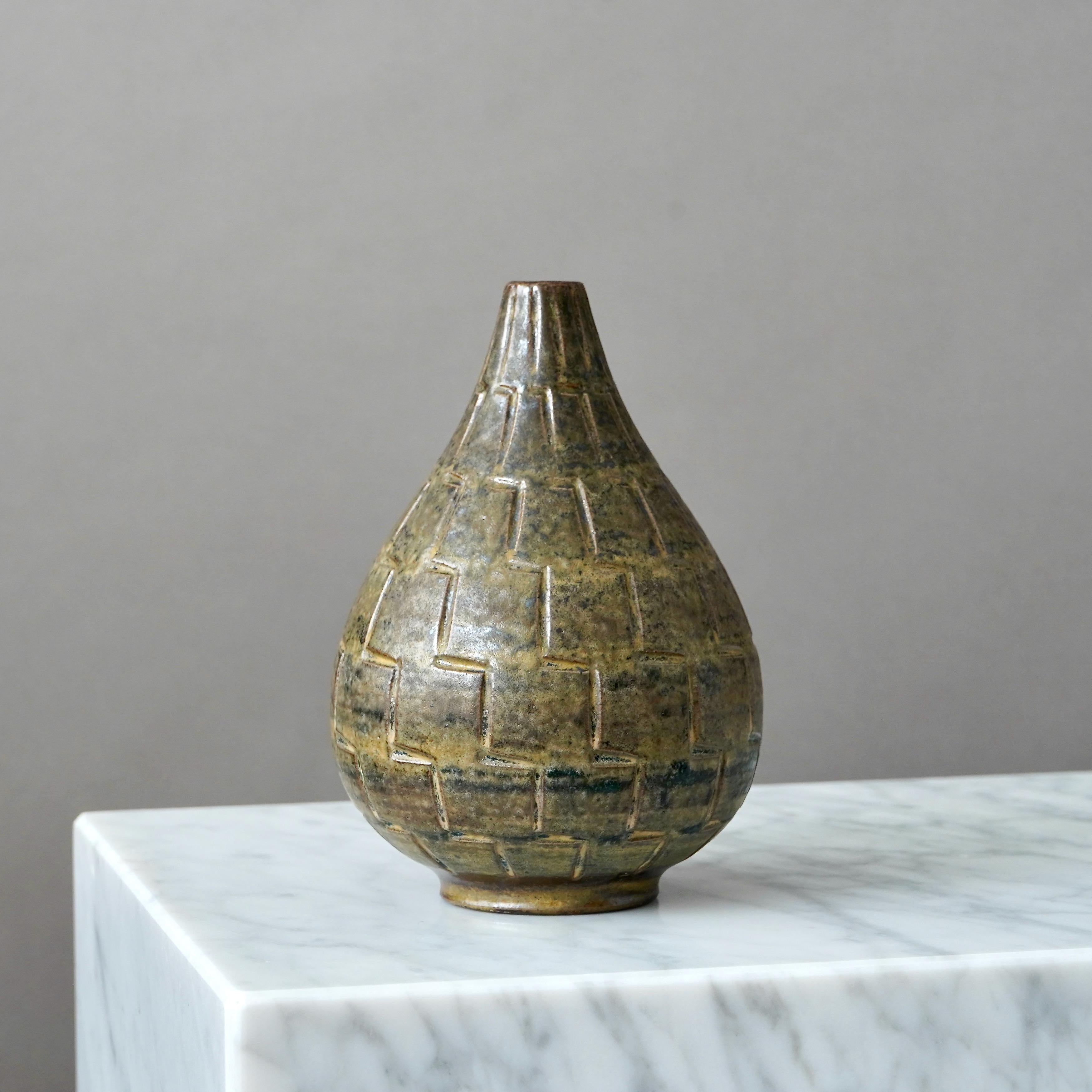 Smaltato Arthur Andersson, Raro vaso in gres della metà del secolo, Wallakra, Svezia, anni '50 in vendita