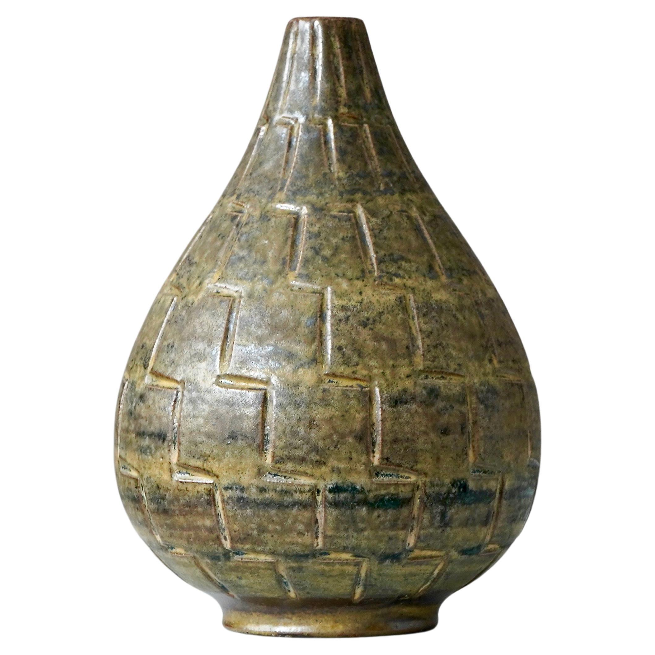 Arthur Andersson, Rare Mid-Century Stoneware Vase, Wallakra, Sweden, 1950s