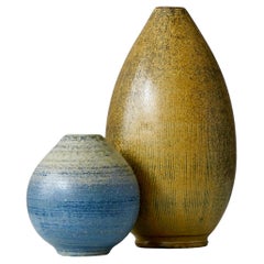 Arthur Andersson, Set of 2 Mid-Century Stoneware Vases, Wallakra, Sweden, 1950s