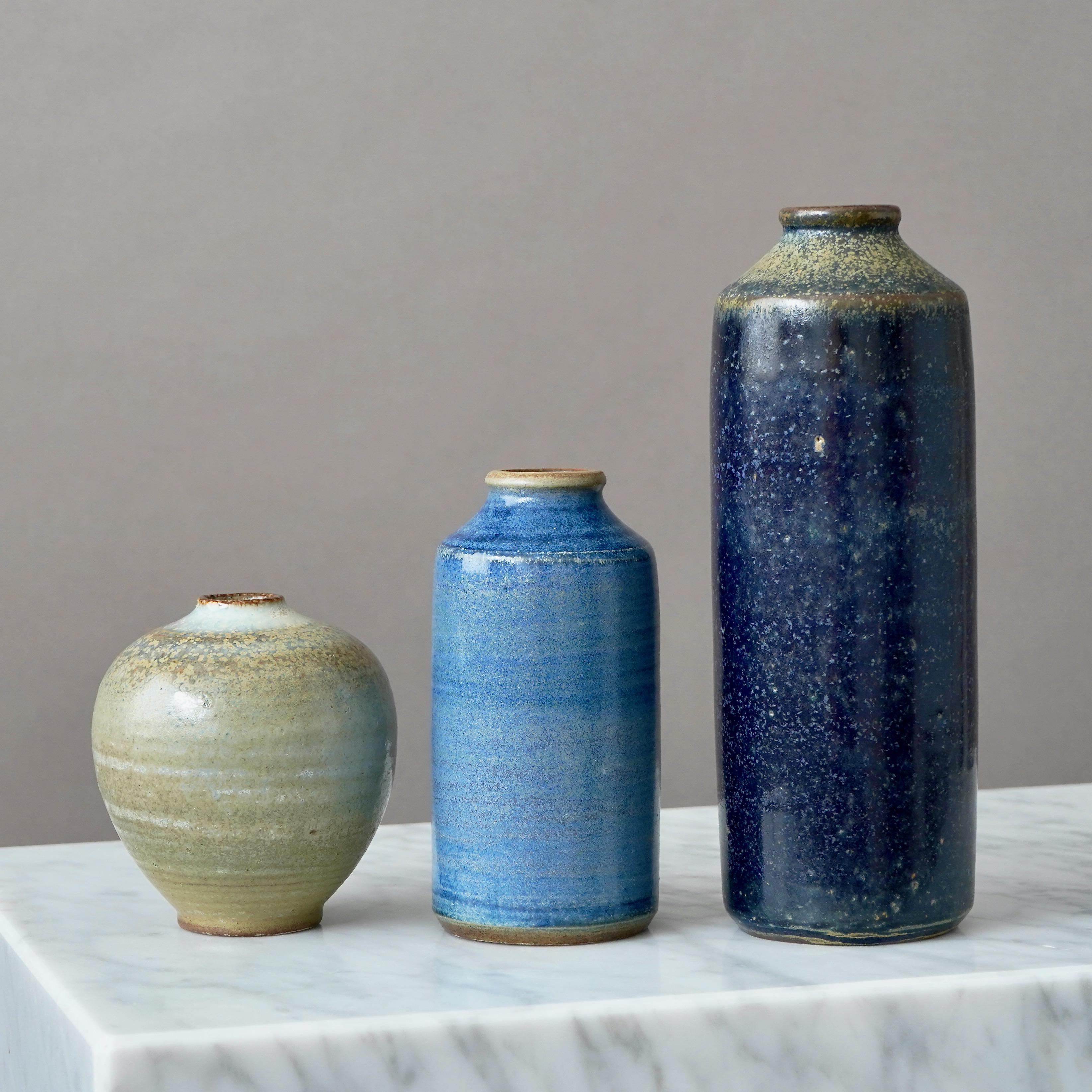 Arthur Andersson, Set di 3 vasi in gres della metà del secolo, Wallakra, Svezia, anni '50 in vendita 2