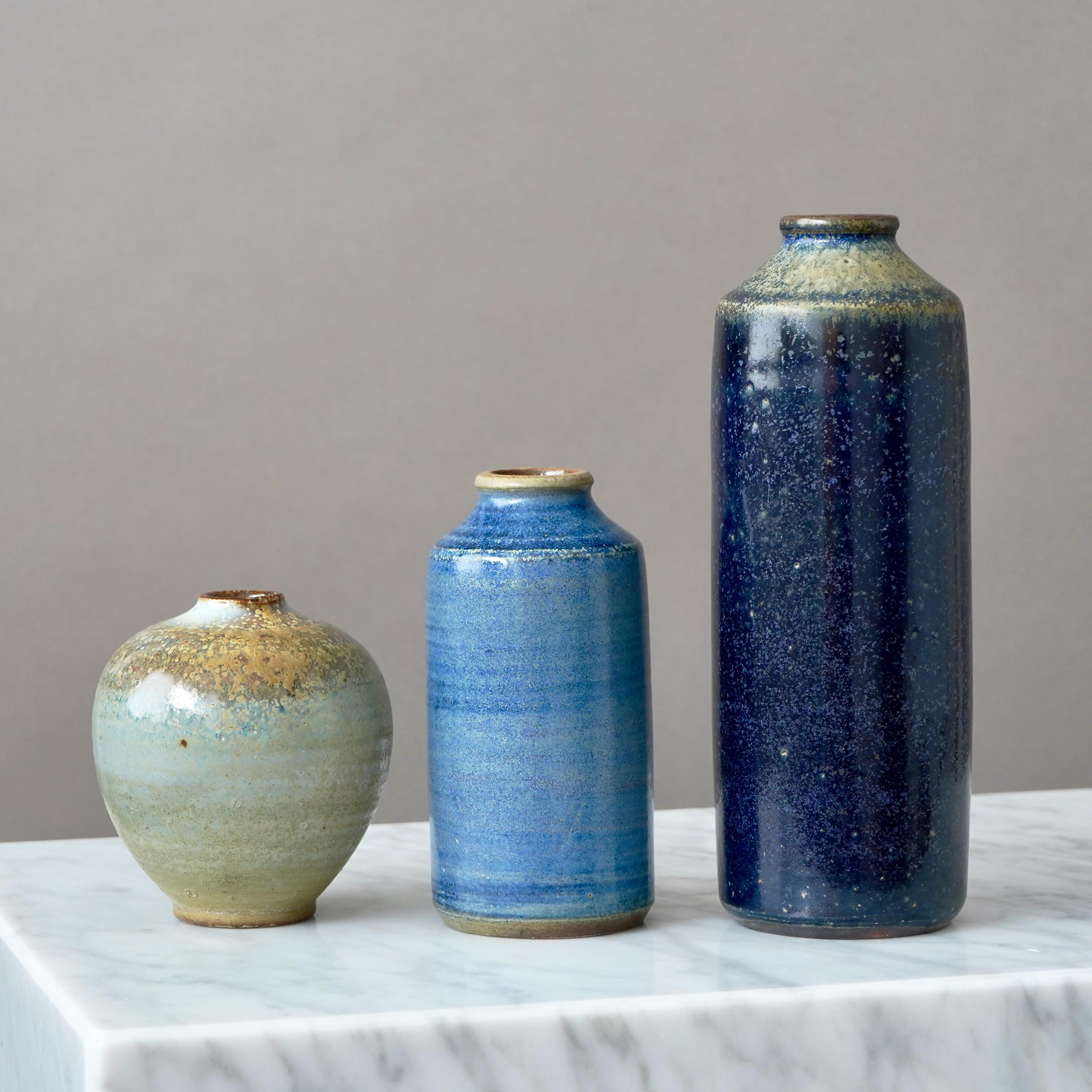 Arthur Andersson, Set di 3 vasi in gres della metà del secolo, Wallakra, Svezia, anni '50 in vendita 4