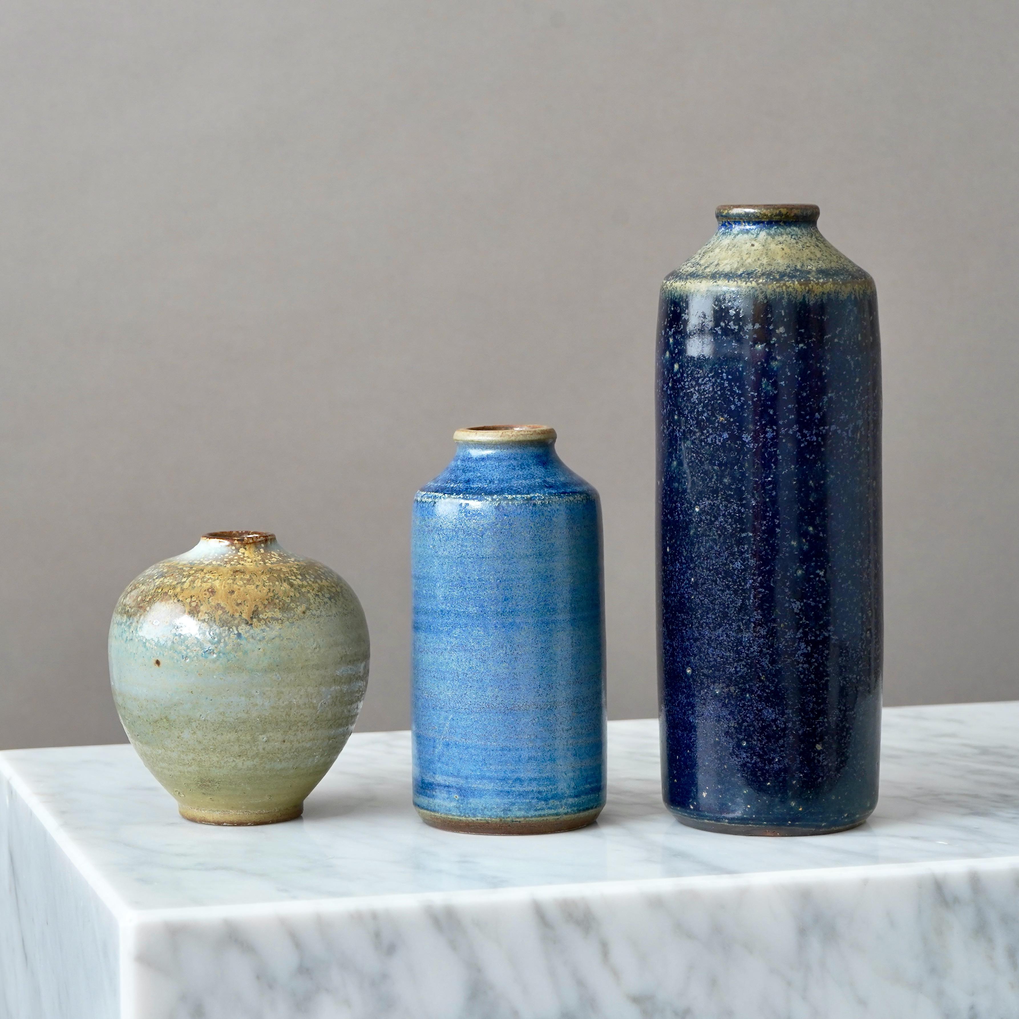 Ceramica Arthur Andersson, Set di 3 vasi in gres della metà del secolo, Wallakra, Svezia, anni '50 in vendita