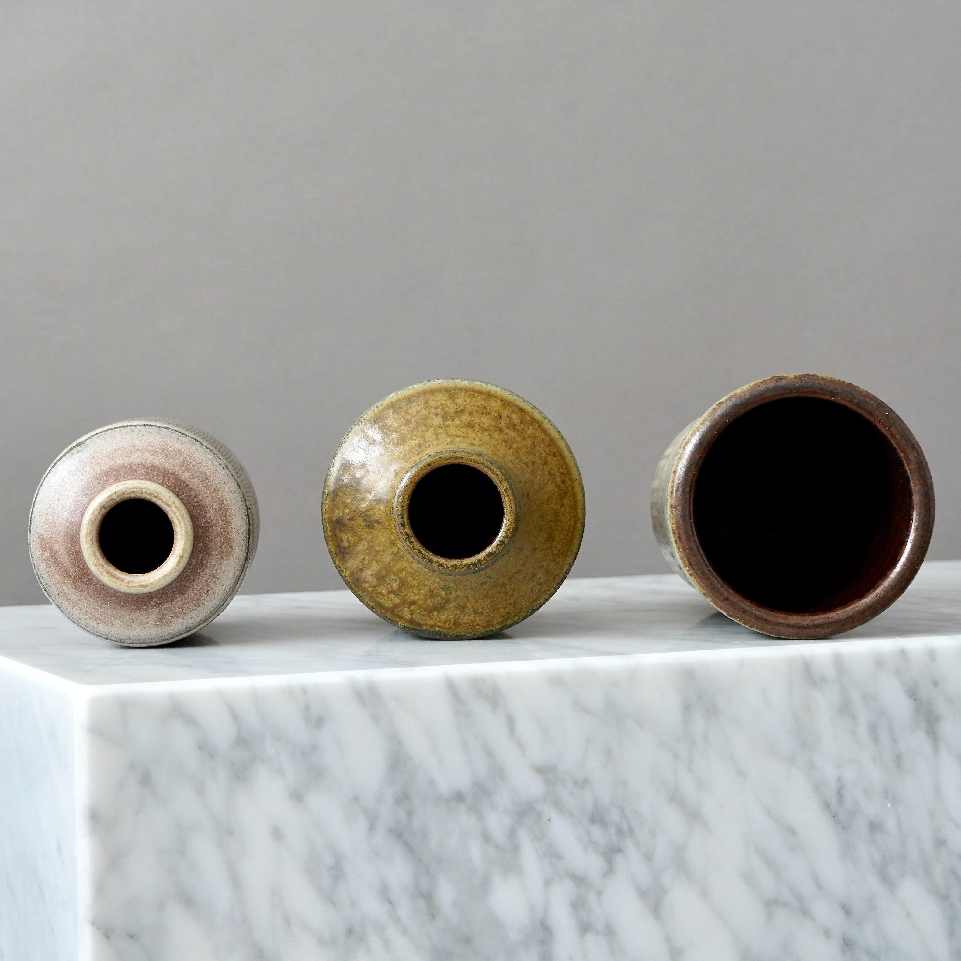 Ceramica Arthur Andersson, Set di 3 vasi in gres della metà del secolo, Wallakra, Svezia, anni '50 in vendita