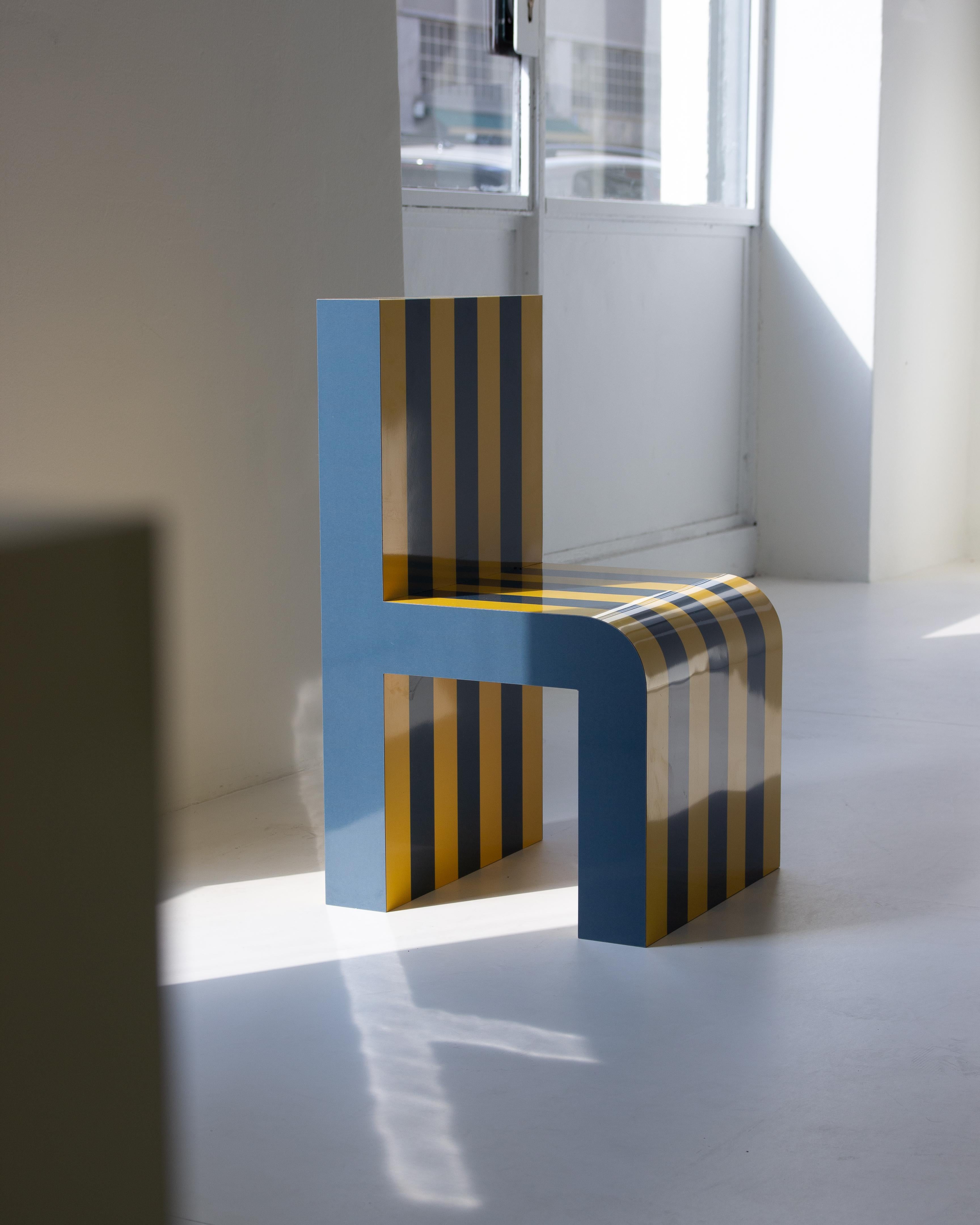 Italian Arthur Arbesser Pemo Chair No. 1 - Navy/Saffron For Sale