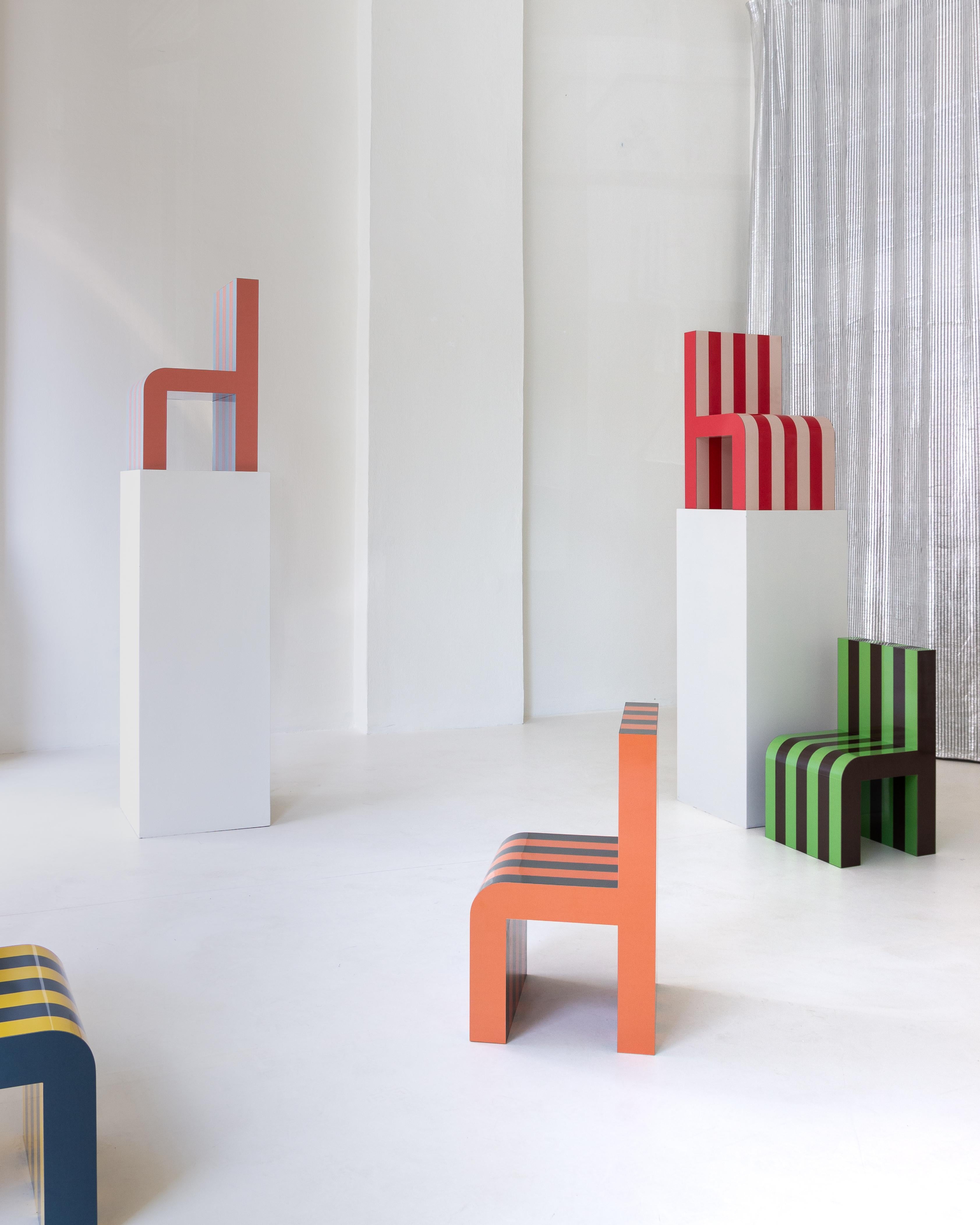 Italian Arthur Arbesser Pemo Chair No. 4 - Orange/Concrete For Sale
