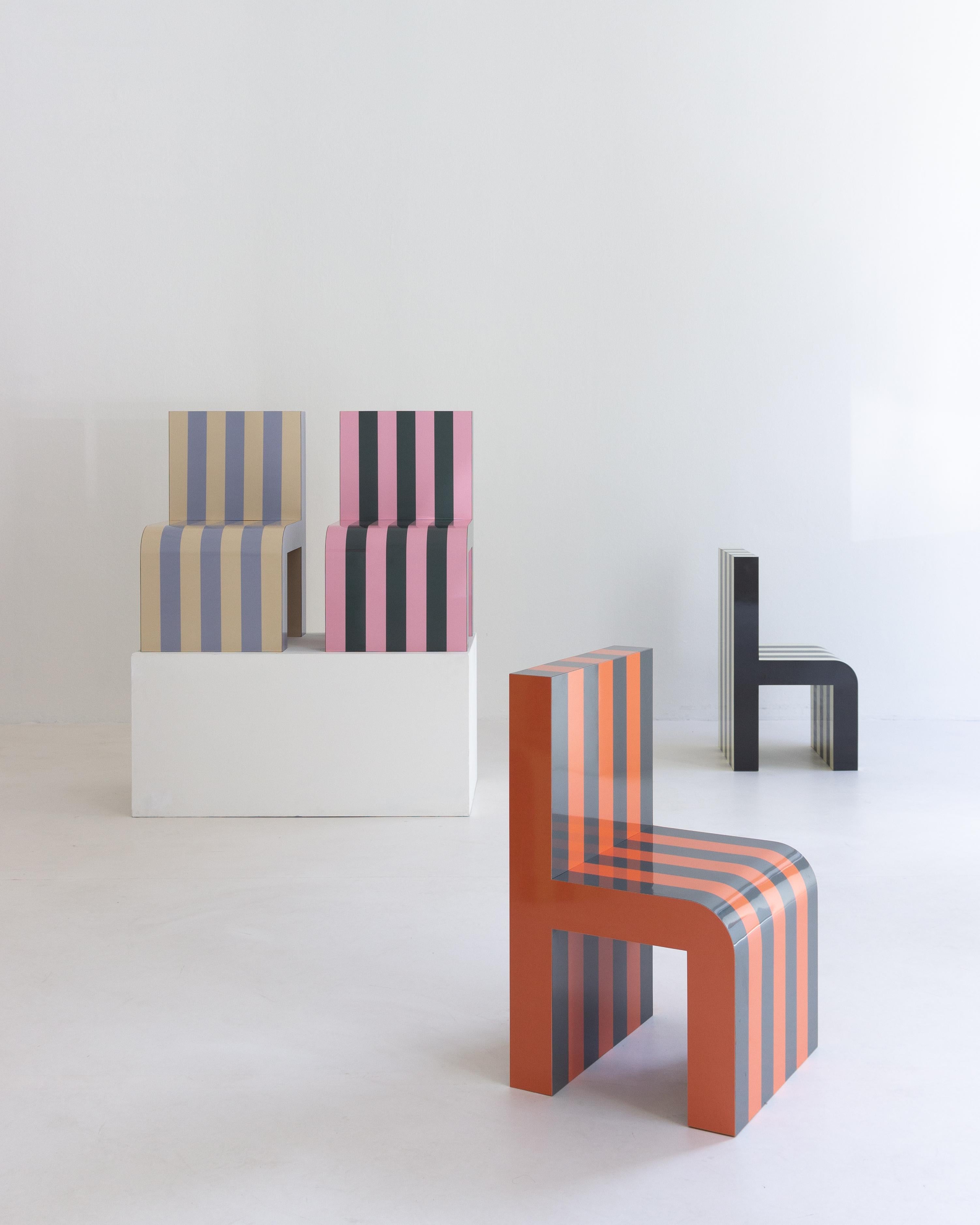 Laminated Arthur Arbesser Pemo Chair No. 4 - Orange/Concrete For Sale