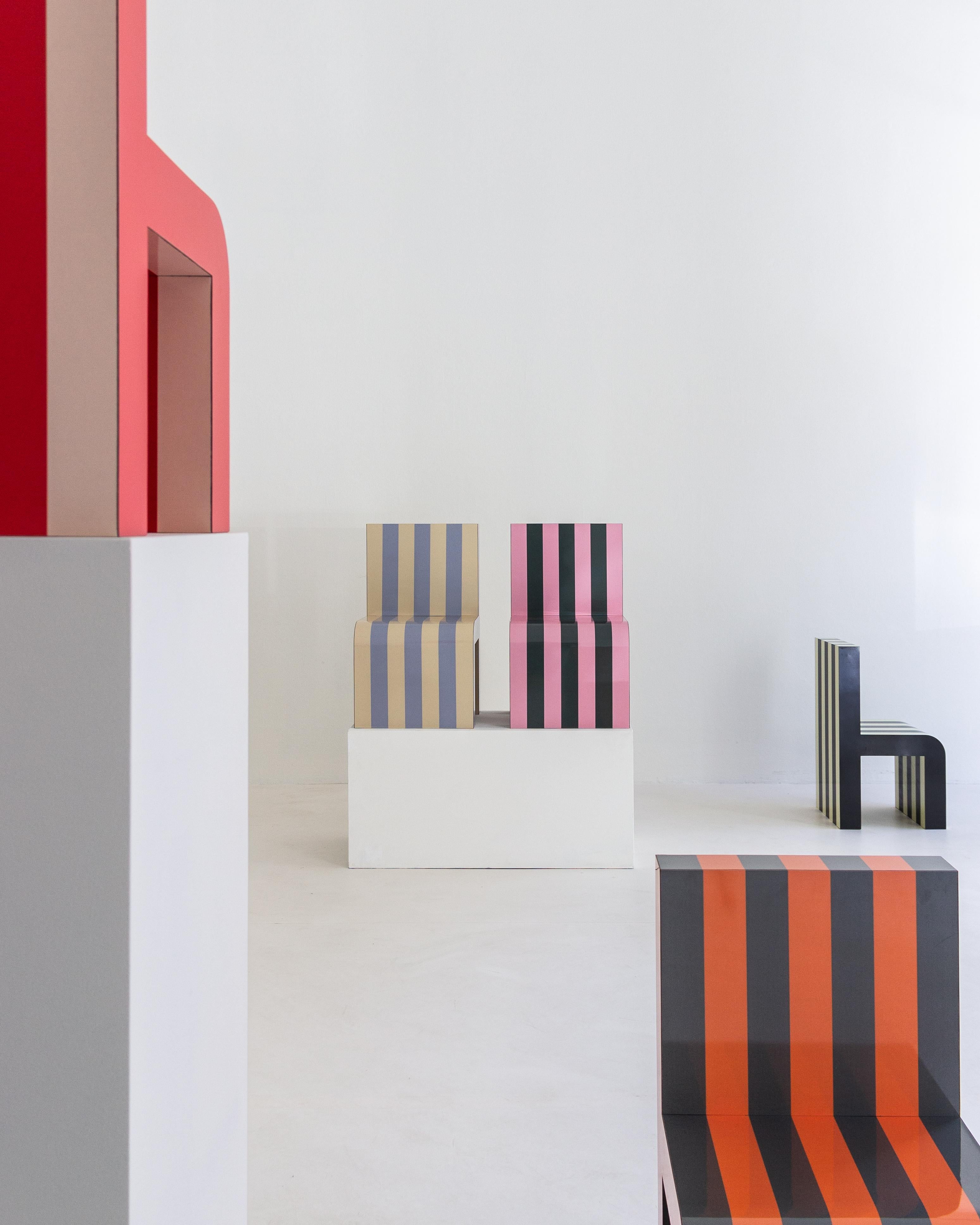 Italian Arthur Arbesser Pemo Chair No. 6 - Lavander/Beige For Sale