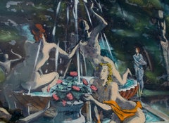 Peinture en verre inversé de style Arthur B. Davies, Musées Art nouveau