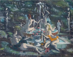 Peinture en verre inversé de style Arthur B. Davies, Musées Art nouveau