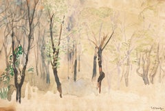 Silver Birches   (New York, Modernism, tonalist, framed, Ashcan, Armory Show)