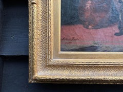 19th century English Scottie Terrier with a Green Parrot in an interior