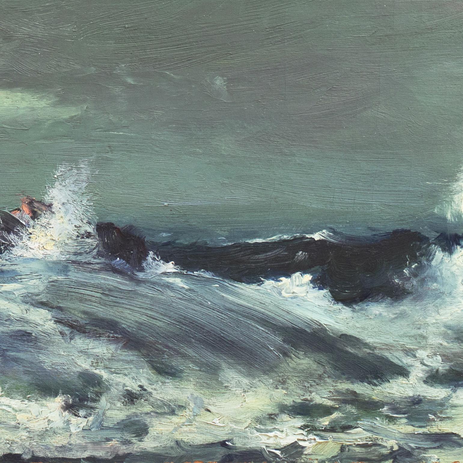 'Breaking Waves', De Young Museum, San Francisco Art Association, Bohemian Club  - Impressionist Painting by Arthur Beckwith