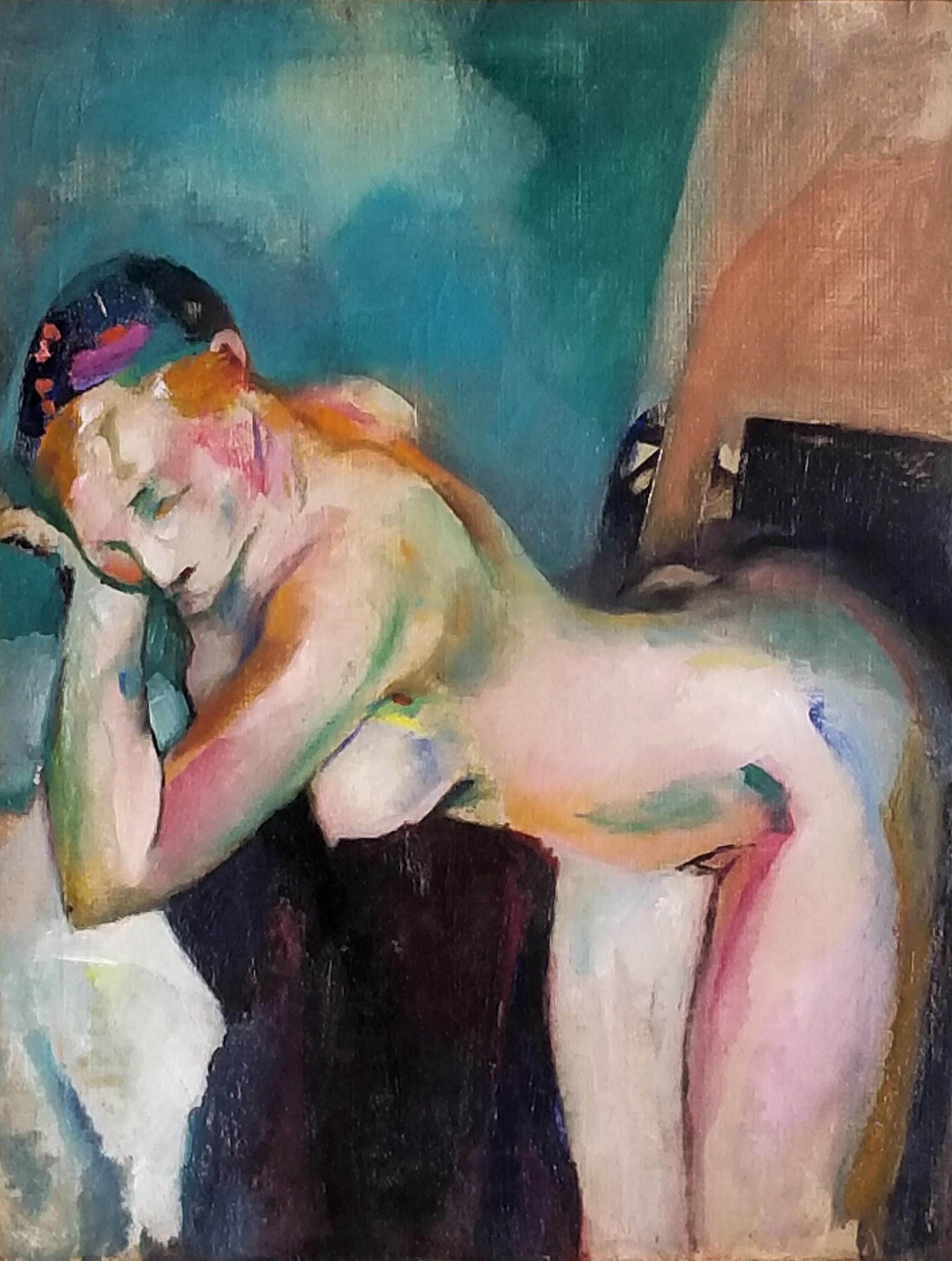 Angele in the Studio, Paris - Modern Painting by Arthur Beecher Carles