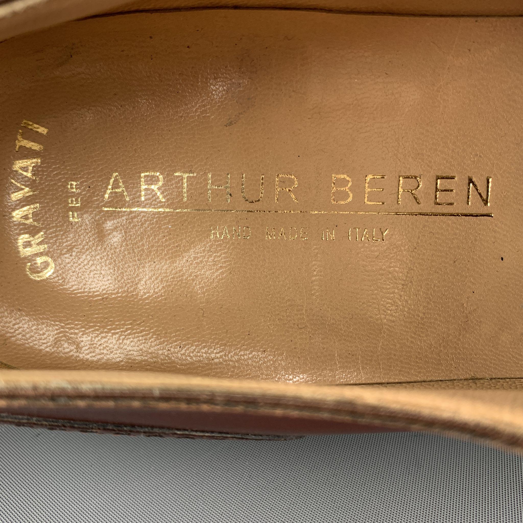 ARTHUR BEREN for GRAVATI Size 11 Brown Perforated Leather Wingtip Loafers In Excellent Condition In San Francisco, CA