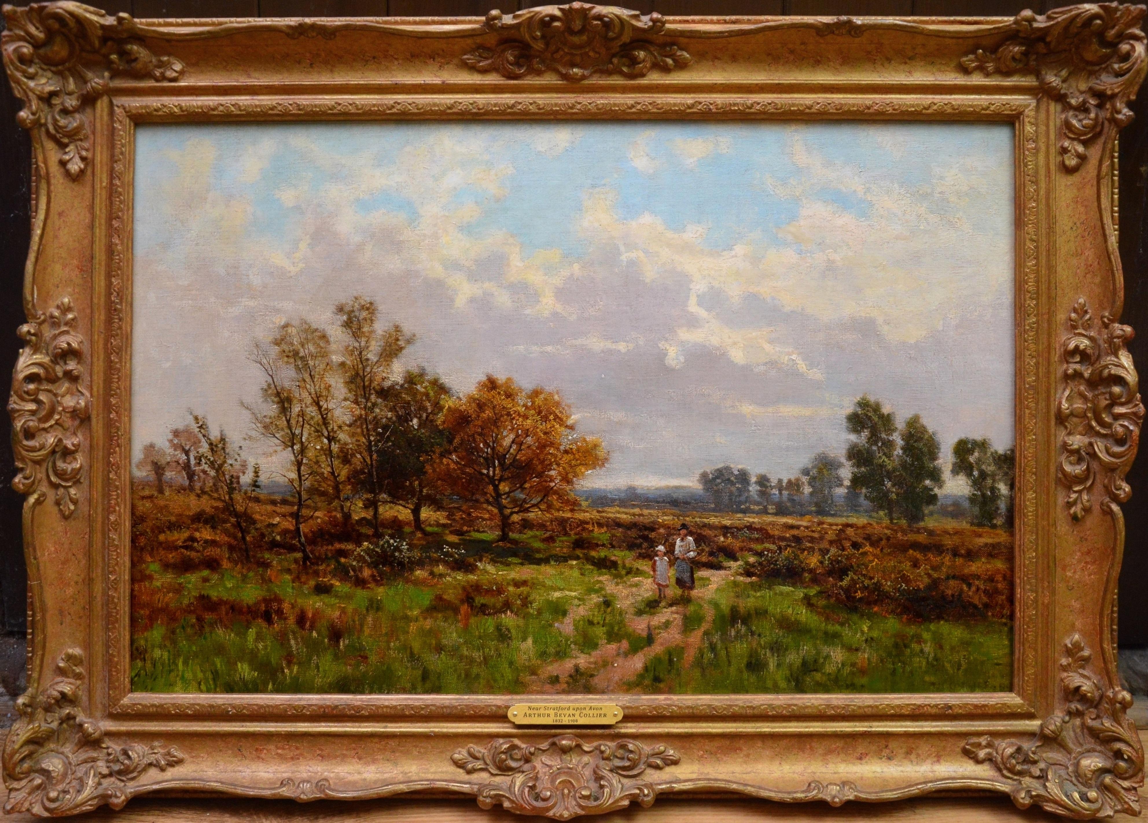 Arthur Bevan Collier Landscape Painting - Near Stratford on Avon - 19th Century English Landscape Oil Painting