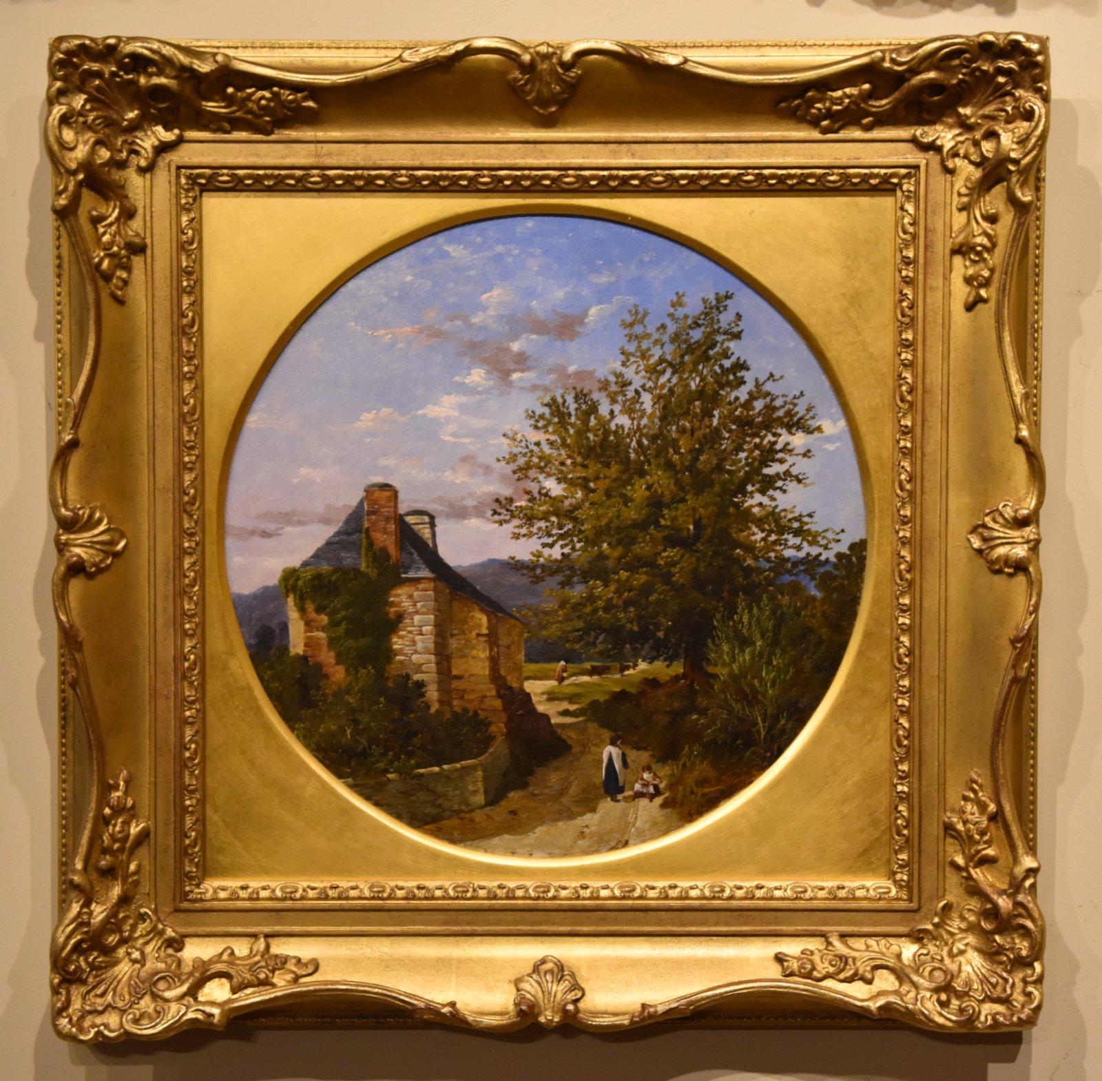 Peinture à l'huile d'Arthur Bevan Collier "A South West View" 1832- 1908 Éduqué à Sherbourne, il a exposé à la Royal Academy de 1855 à 1899, ainsi qu'à la British Institution, à l'ART&R ART et à l'Ipswich Arts club. Huile sur toile.