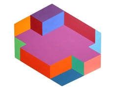 Hexagone, grande peinture acrylique abstraite géométrique d'Arthur Boden