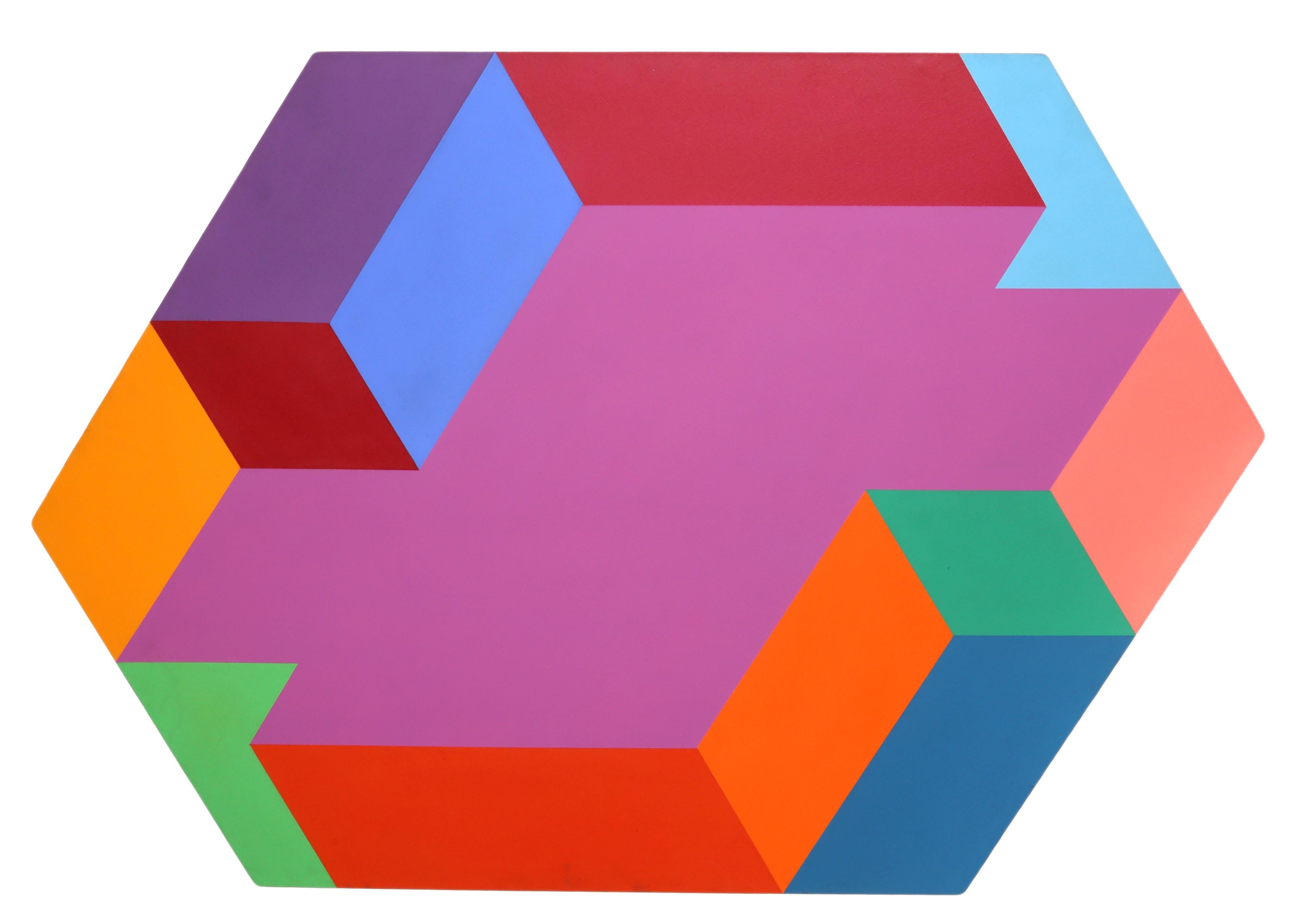 Esagono, grande quadro geometrico astratto in acrilico di Arthur Boden