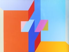 Cosa segura, gran pintura de arte OP de Arthur Boden c1970