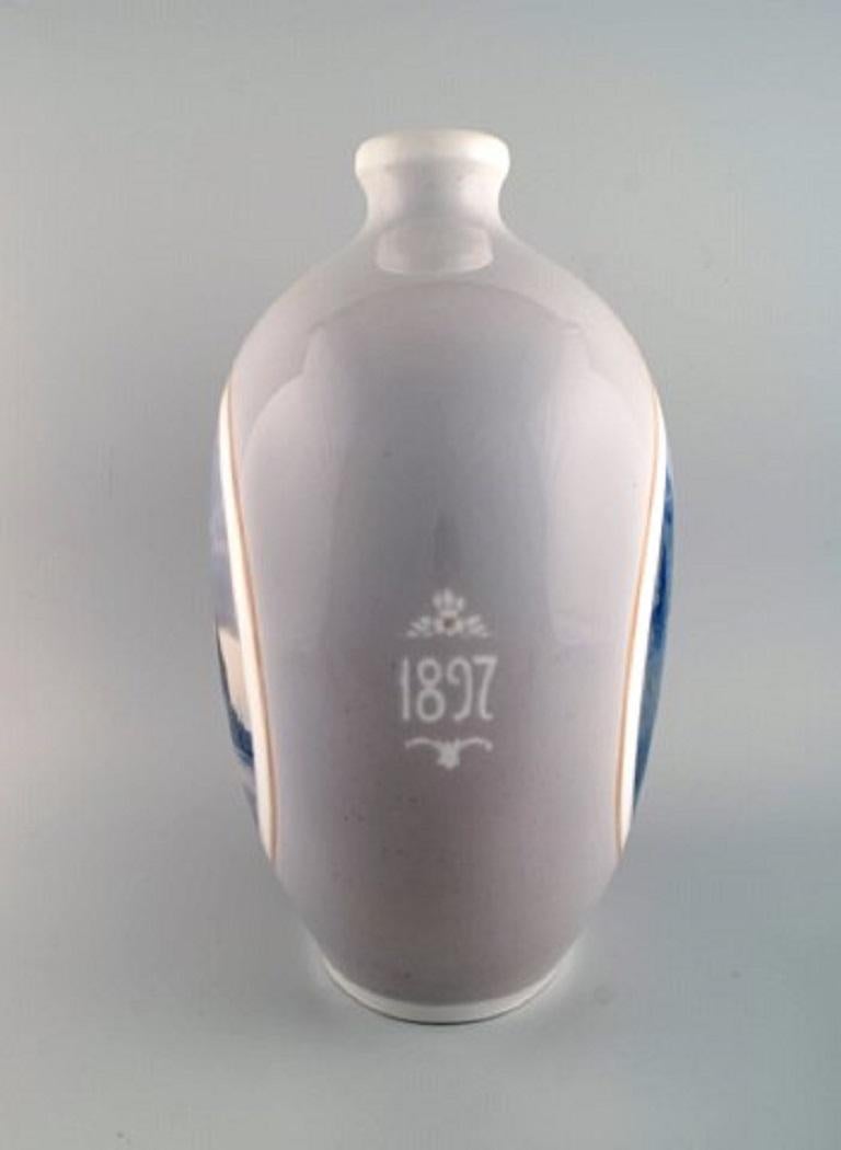 Early 20th Century Arthur Boesen for Royal Copenhagen, Large Unique Vase in Hand Painted Porcelain For Sale