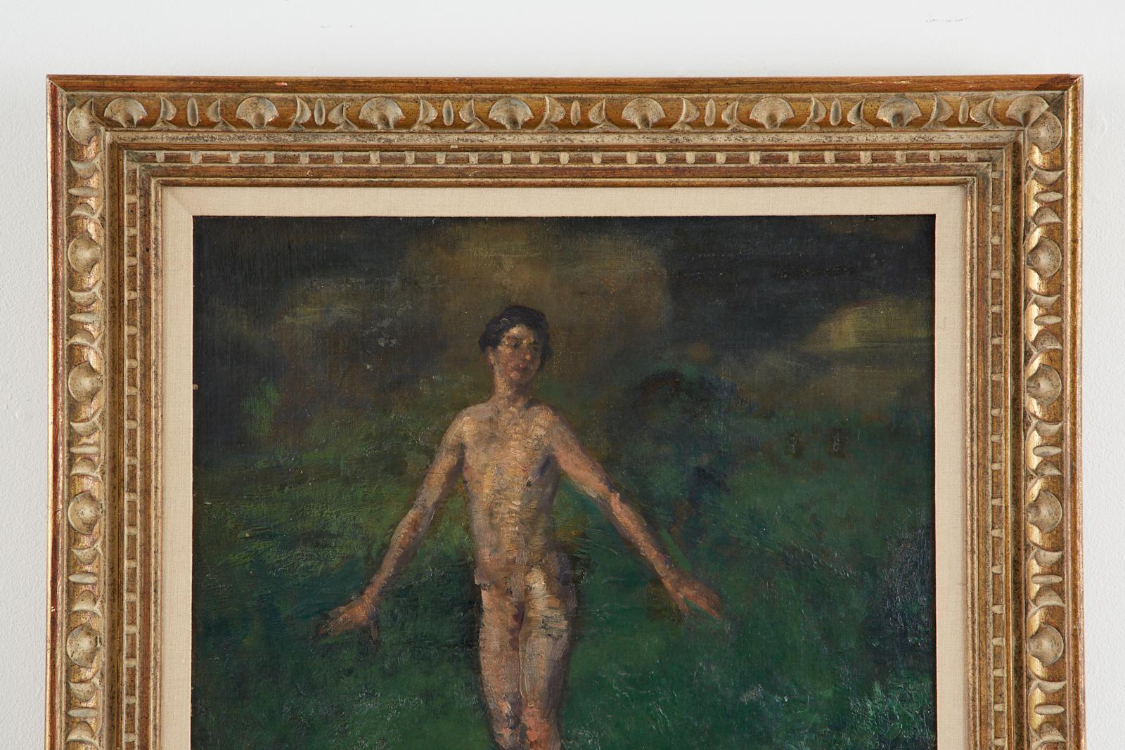 Boy Oil on Canvas - Beige Figurative Painting by Arthur Bowen Davies